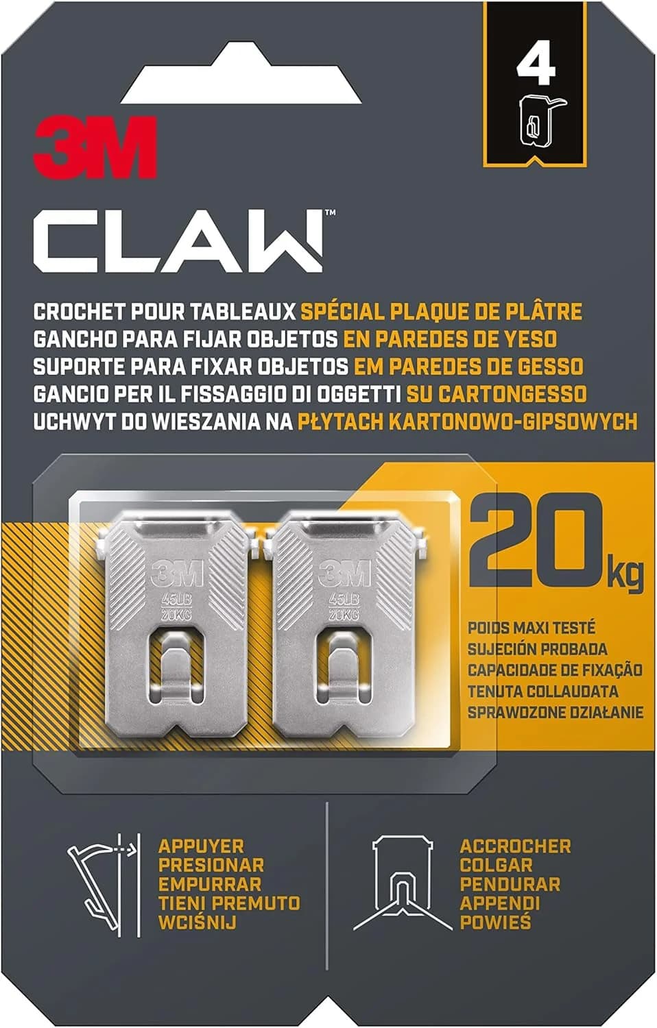 3M CLAW Ganchos Cuadros 20 kg — Instalación sin Herramientas