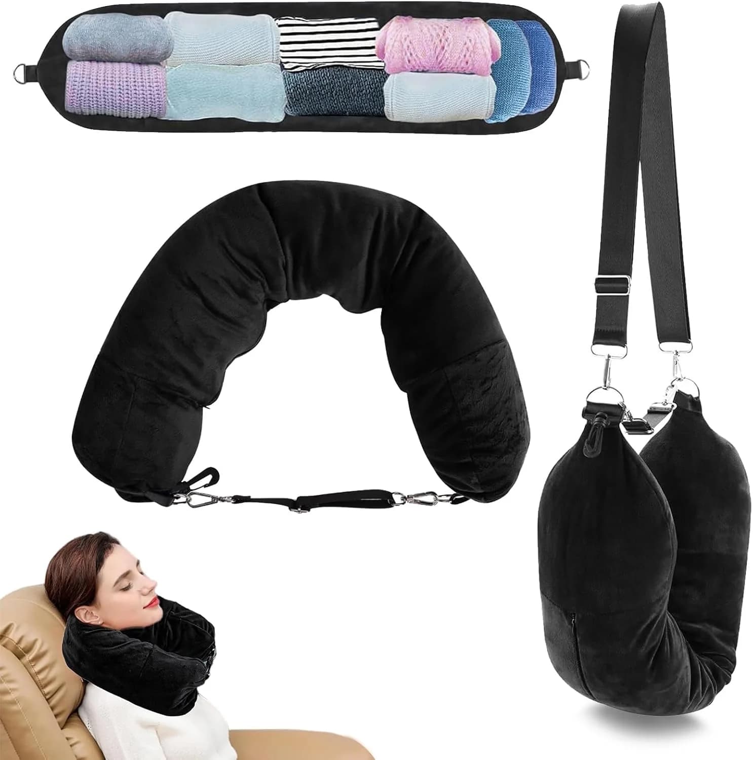 Almohada de Viaje Rellenable con Ropa