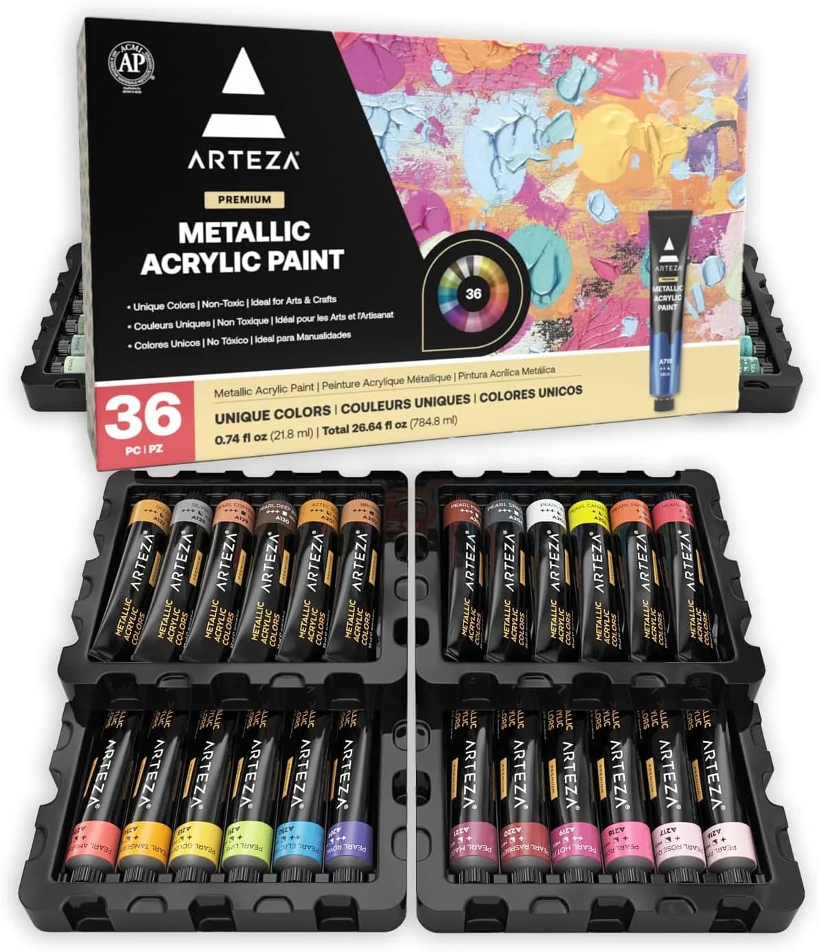 ARTEZA Pinturas Acrílicas Metálicas — 36 Colores 22ml