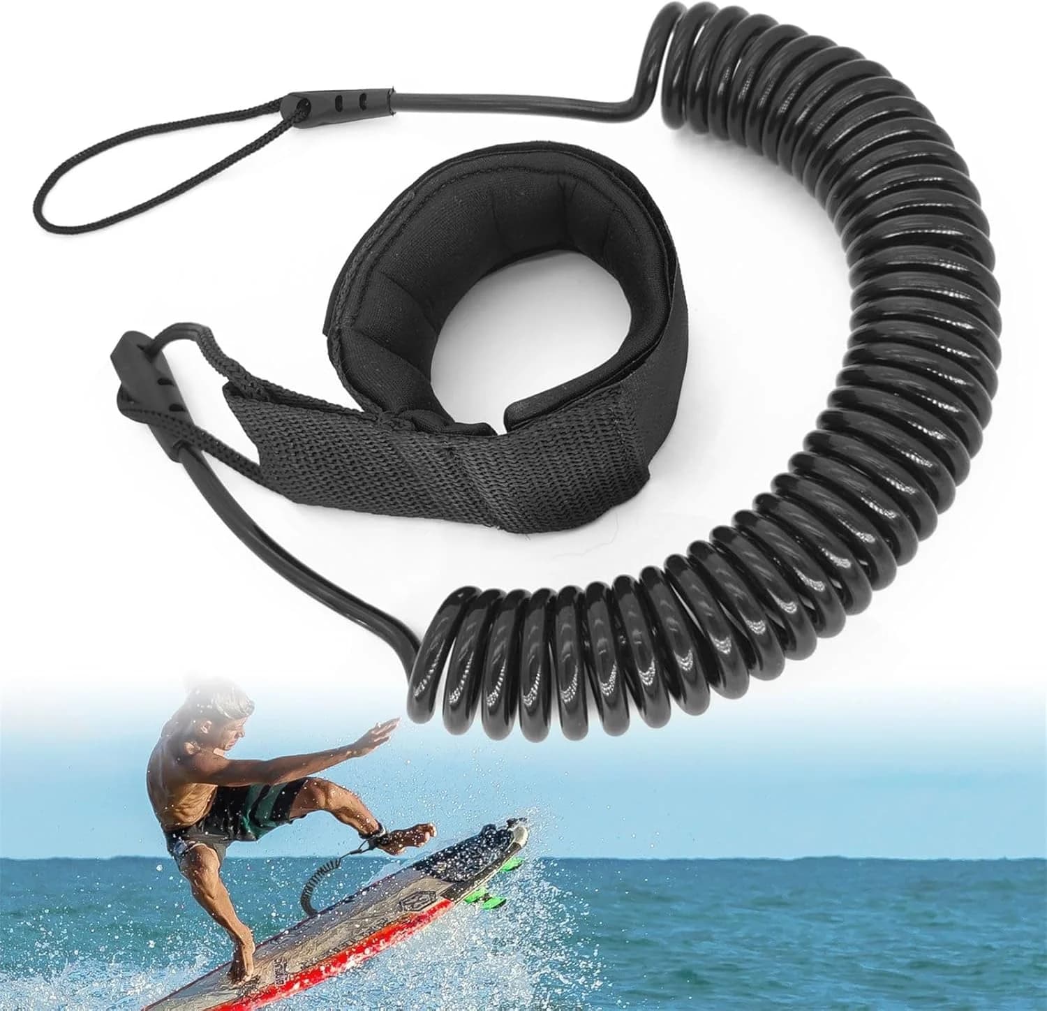 Leash de Paddle Surf en Espiral — Tobillera de Seguridad