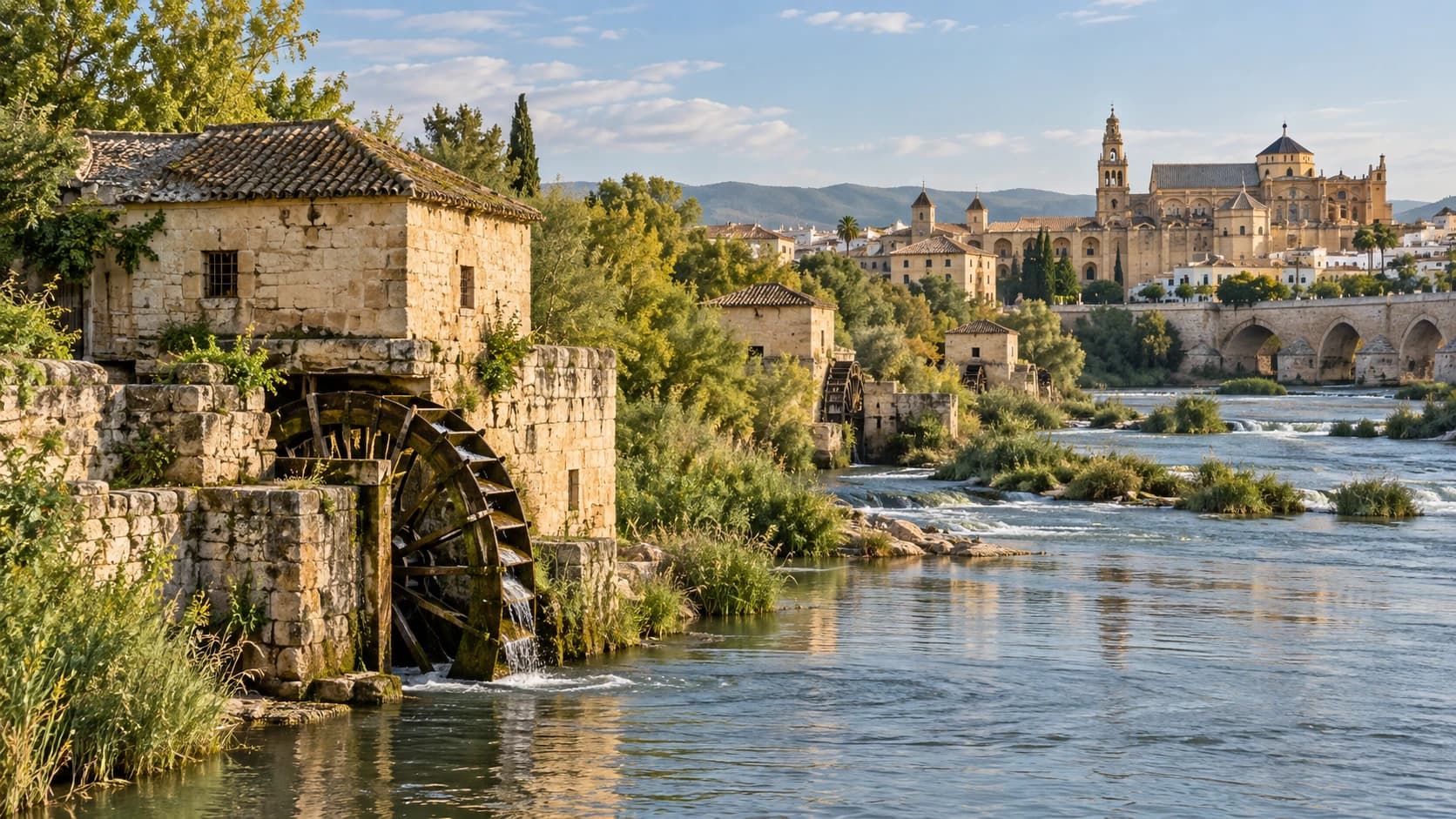 Cinco molinos hidráulicos históricos junto al Guadalquivir