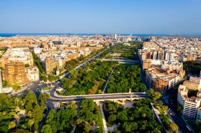 Vista aérea del Jardín del Turia