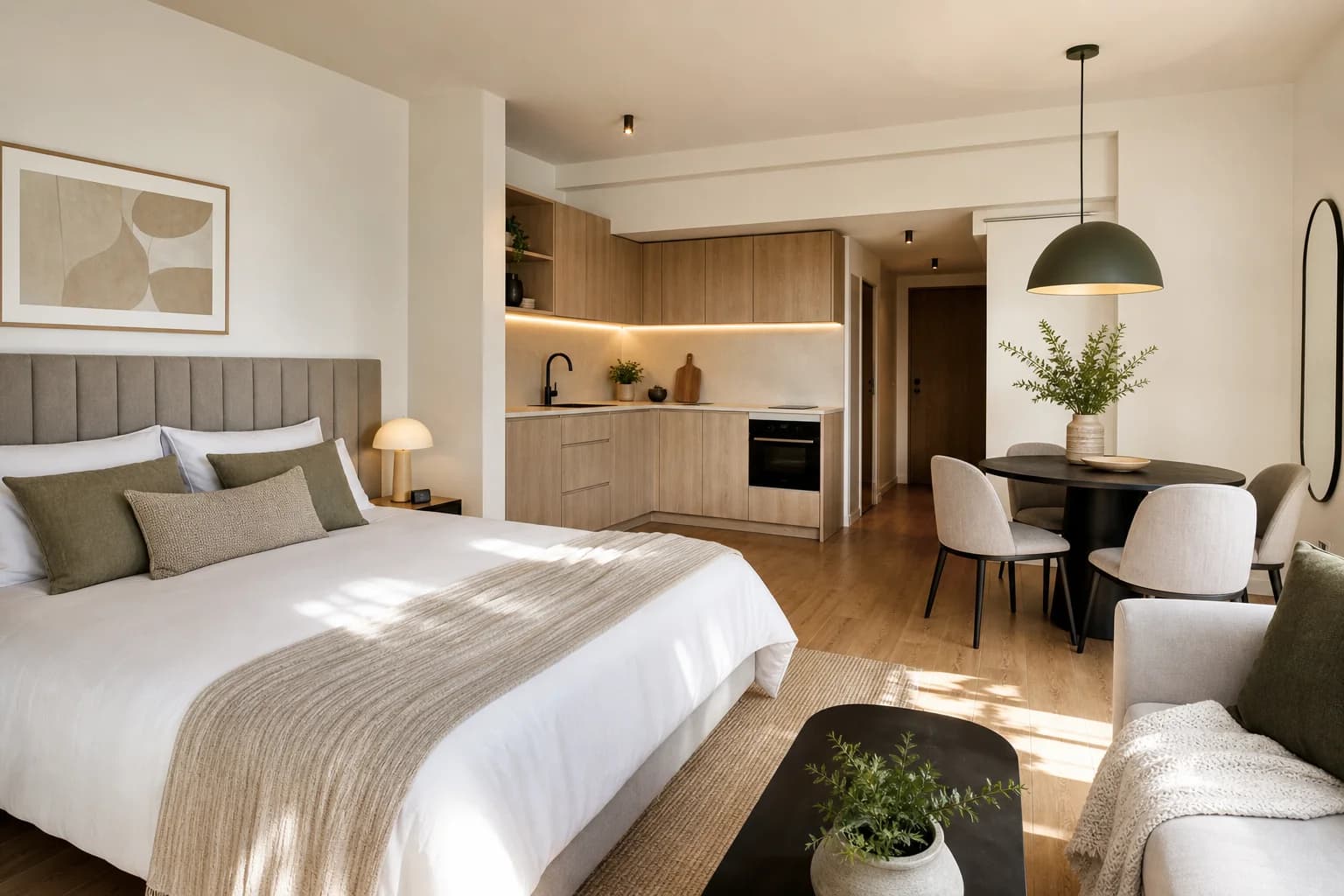 Aparthotel habitación con cocina integrada viajero estancia media