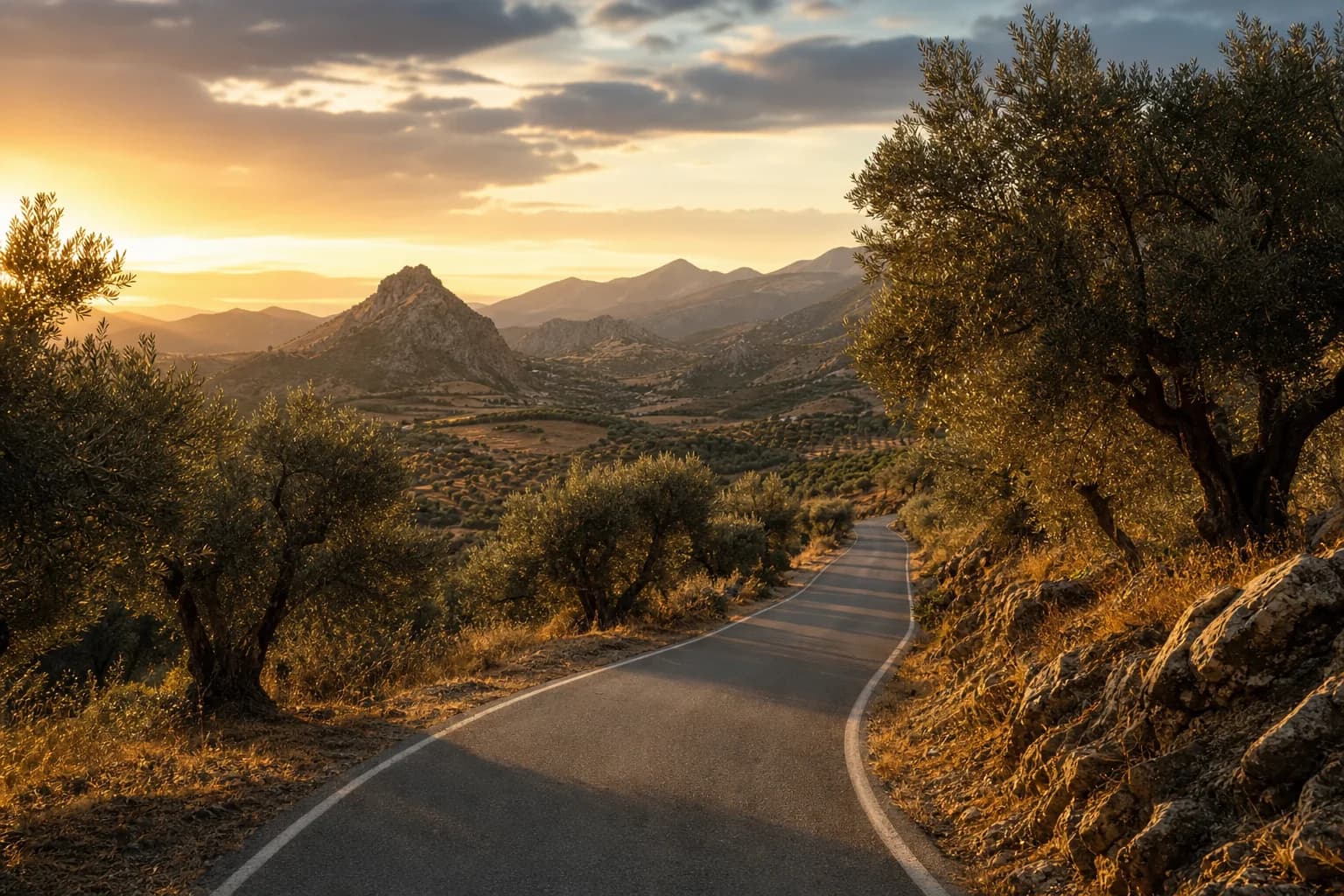 Carretera escénica secundaria paisaje España
