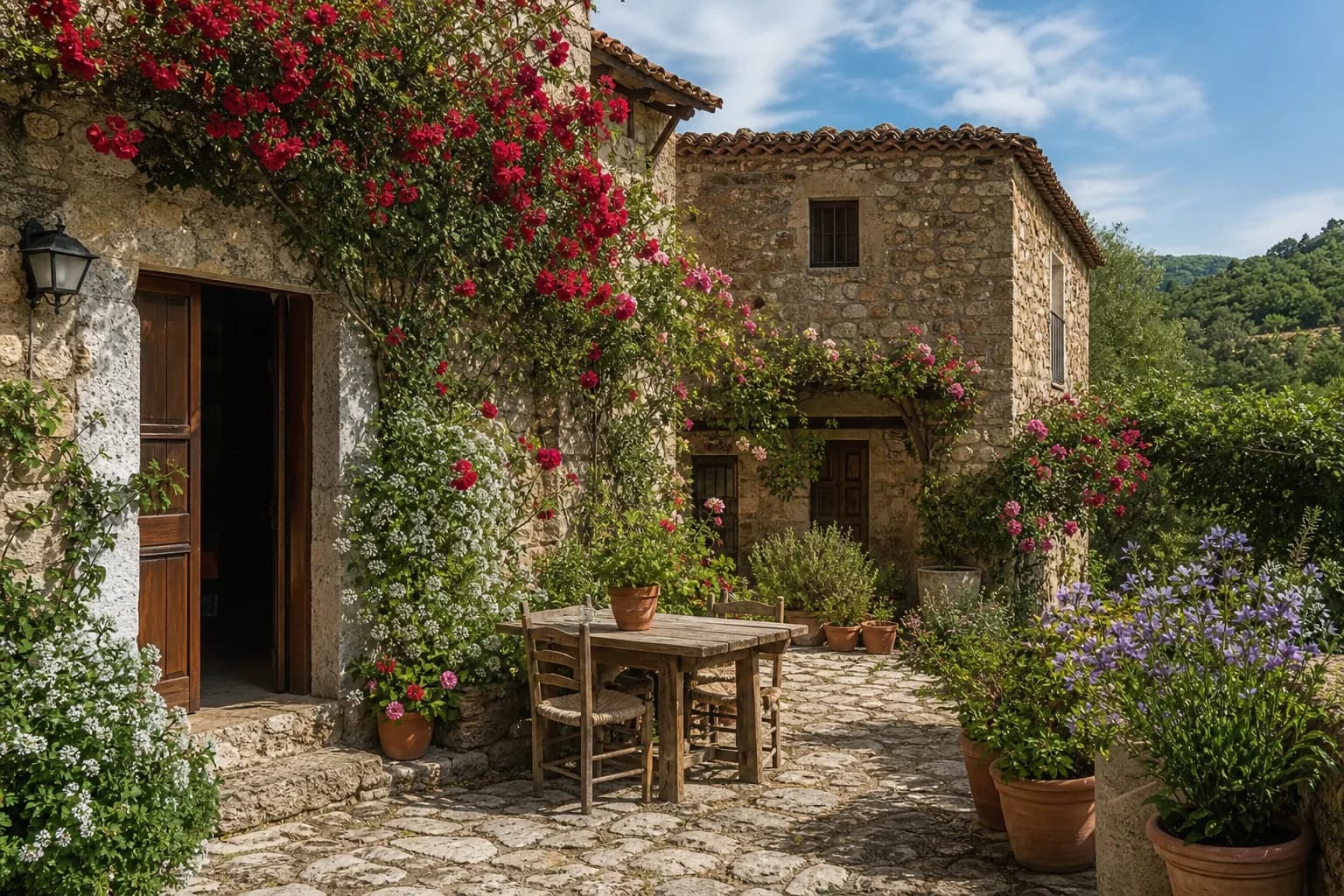 Casa rural con encanto patio flores España