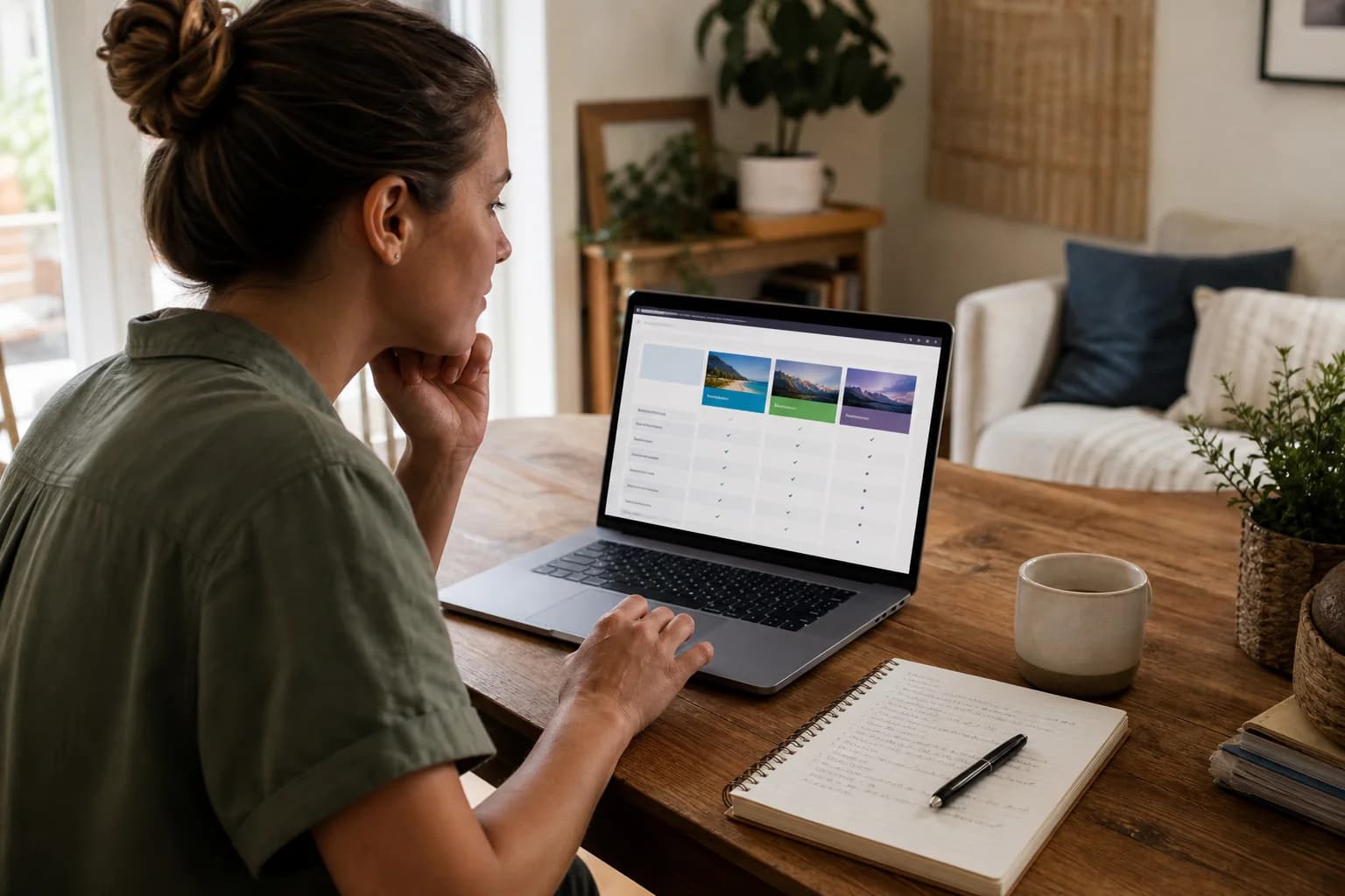 Persona comparando seguros viaje online ordenador portátil