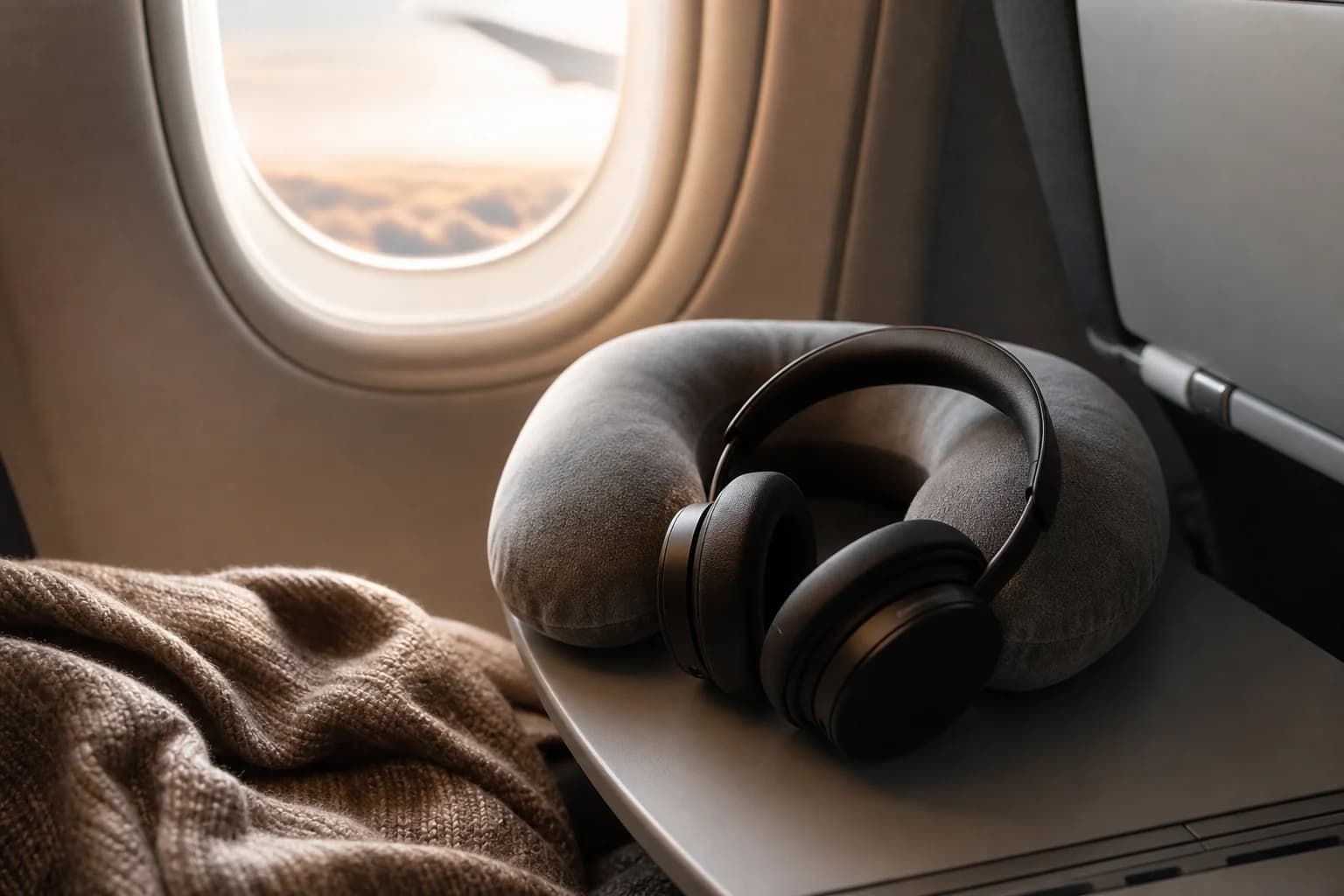 Almohada cervical auriculares cancelación ruido dormir avión