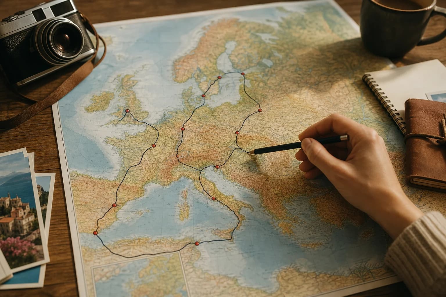 Mapa itinerario ciudades Europa primer viaje