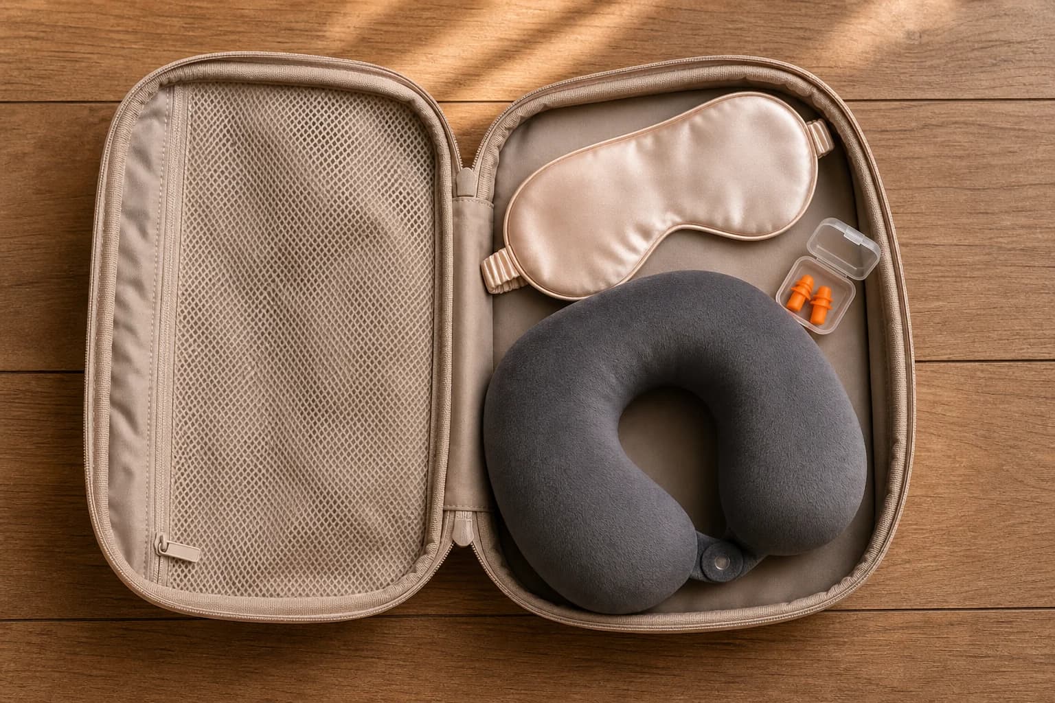 Maleta viajero antifaz tapones accesorios dormir viaje