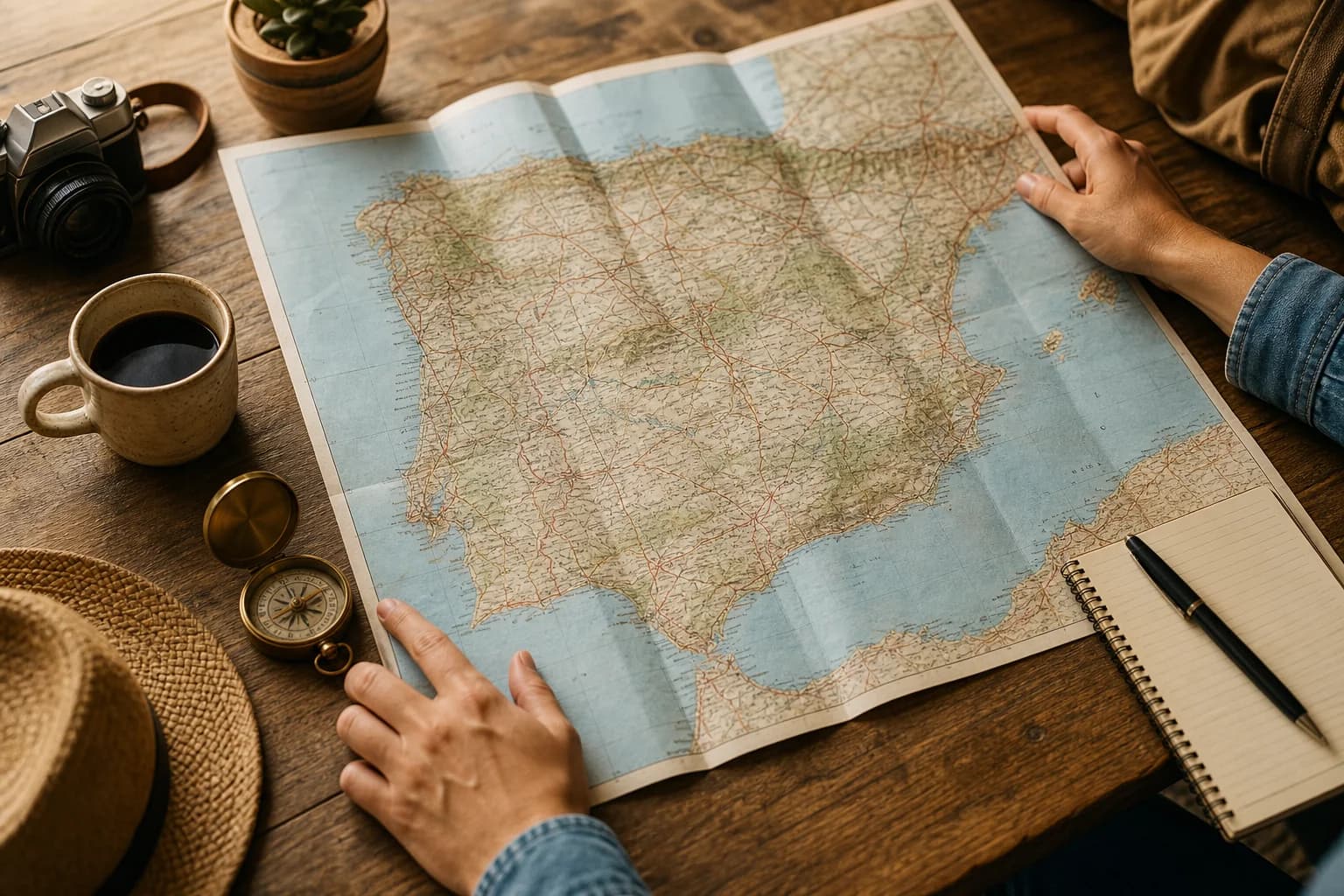 Mapa planificación ruta road trip por España