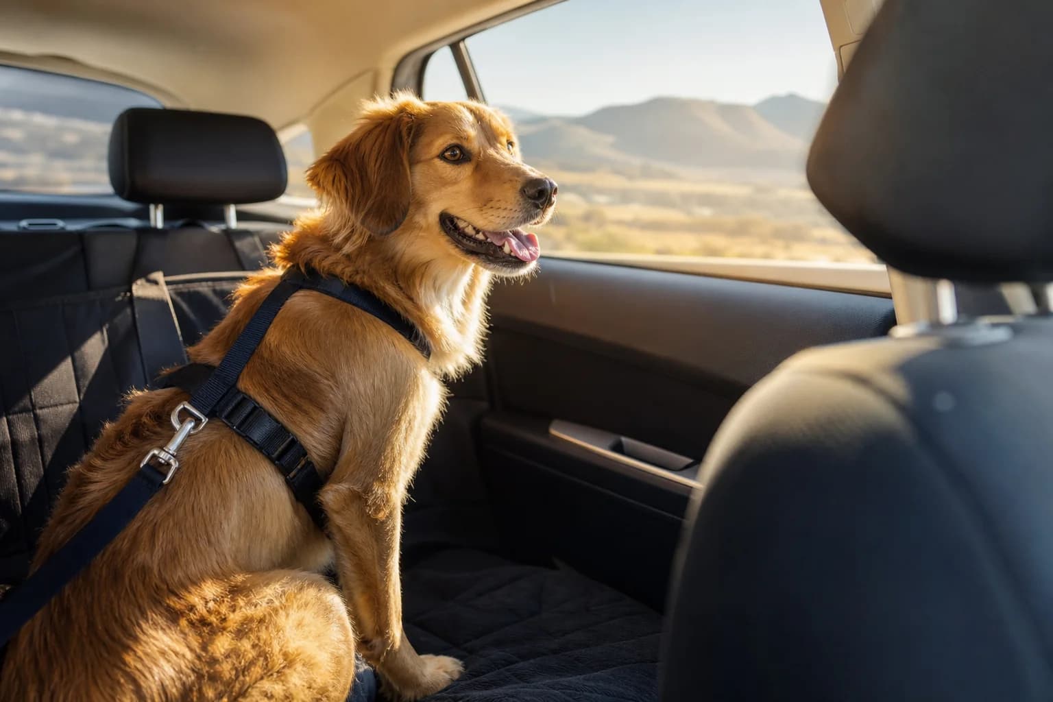Perro sujeto coche viaje España transportín seguro