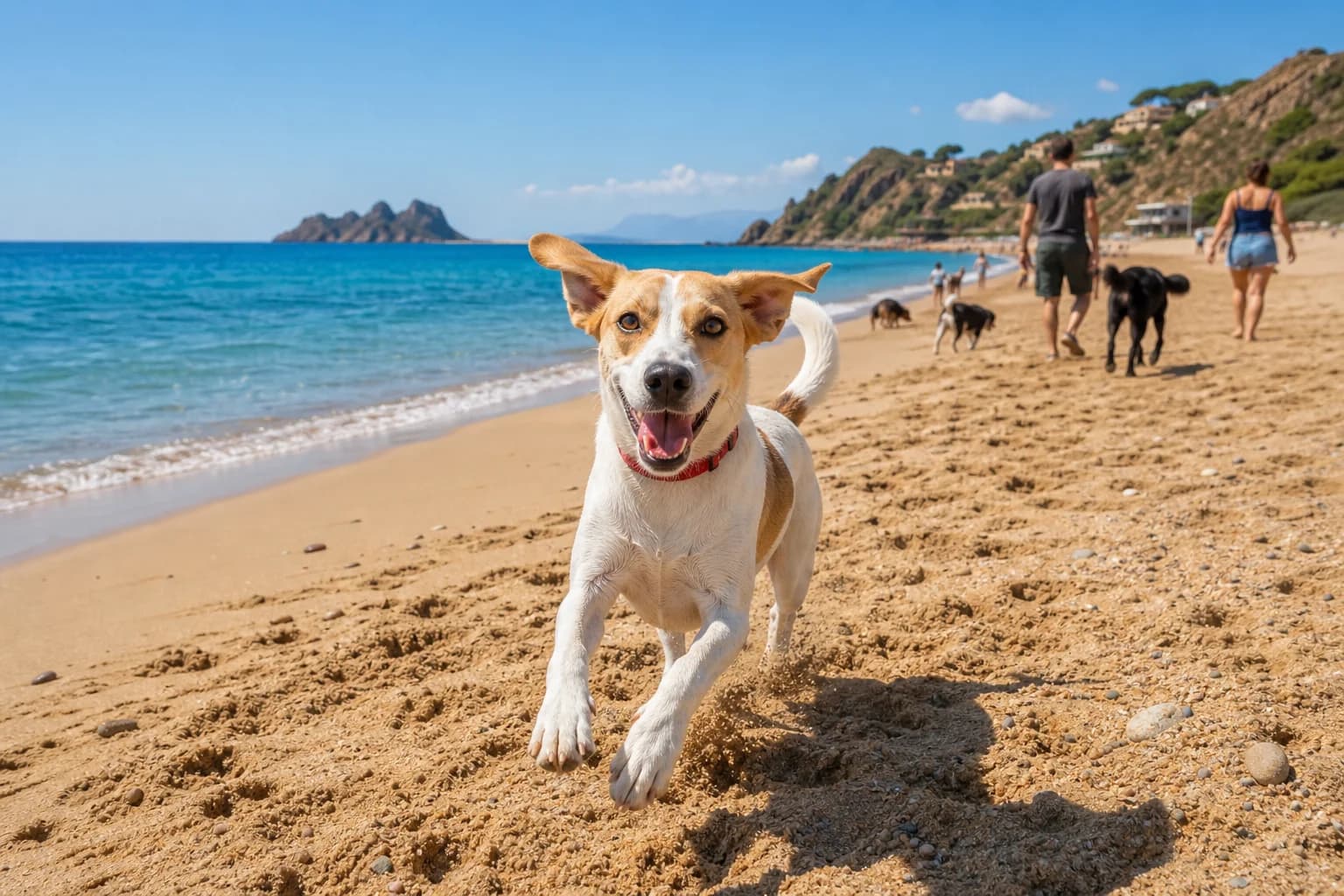 Perro jugando playa canina habilitada España verano