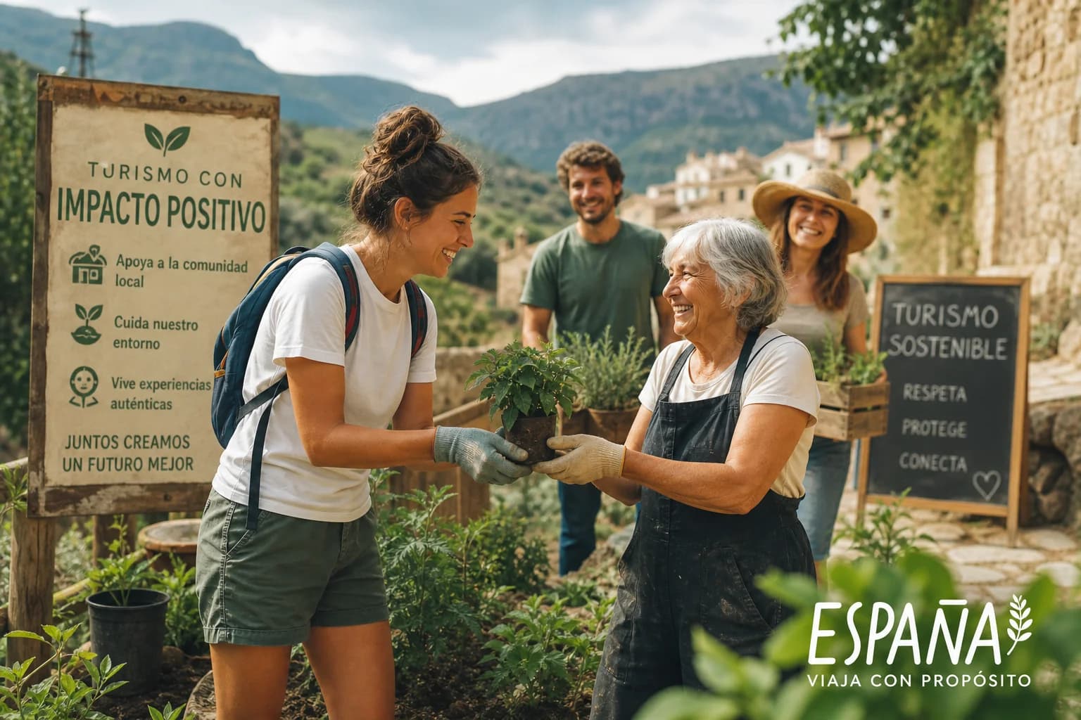 Viajero participando en actividad de voluntariado ambiental local