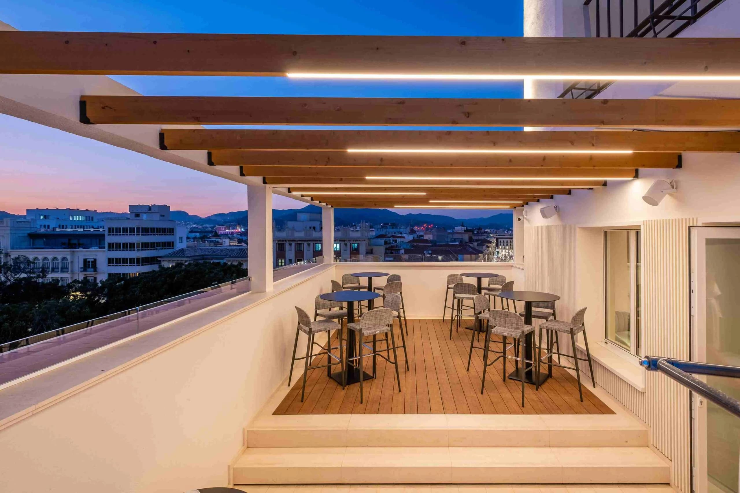 Terraza Topic Soho Hotel Bahía Málaga azotea vistas puerto