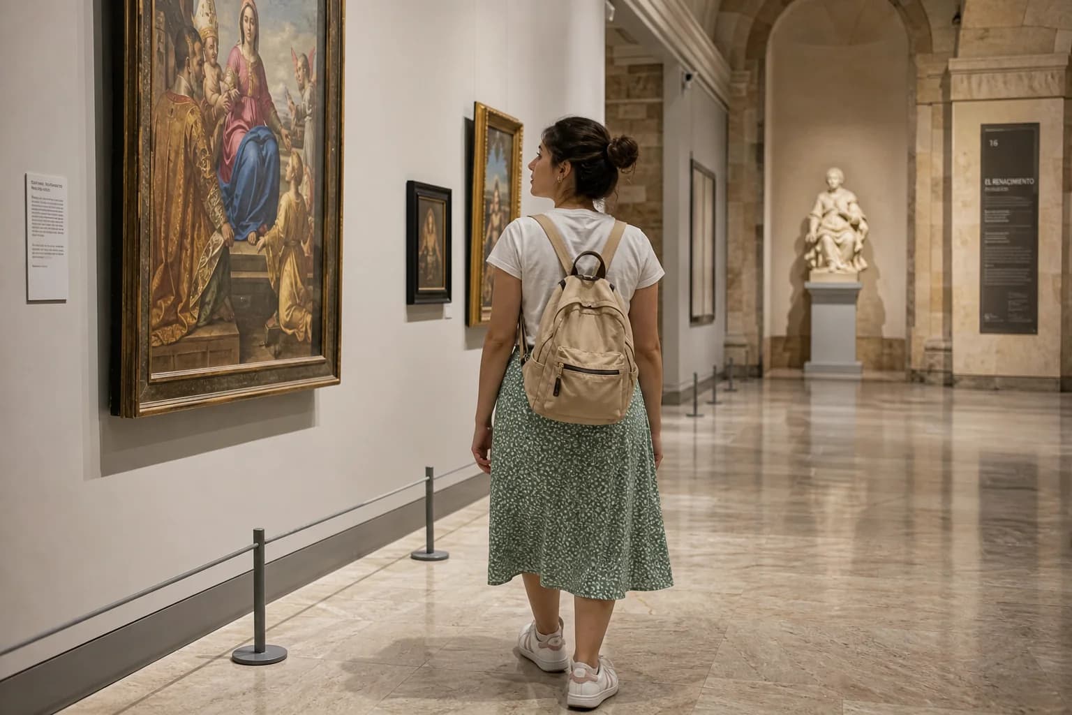 Visitante museo cómodo mochila zapatillas España