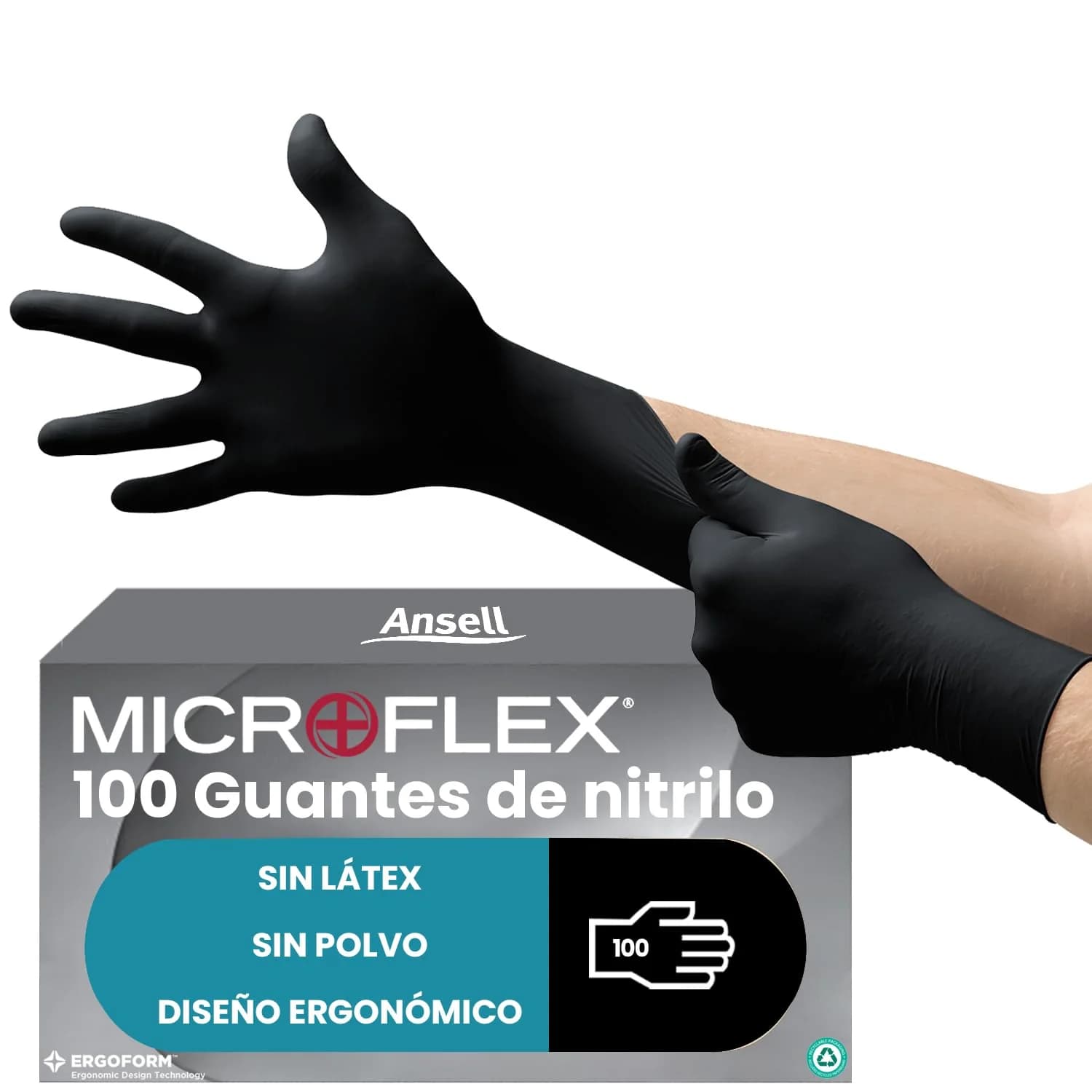 Ansell Microflex 93-732 — Guantes Nitrilo Negro 100 uds