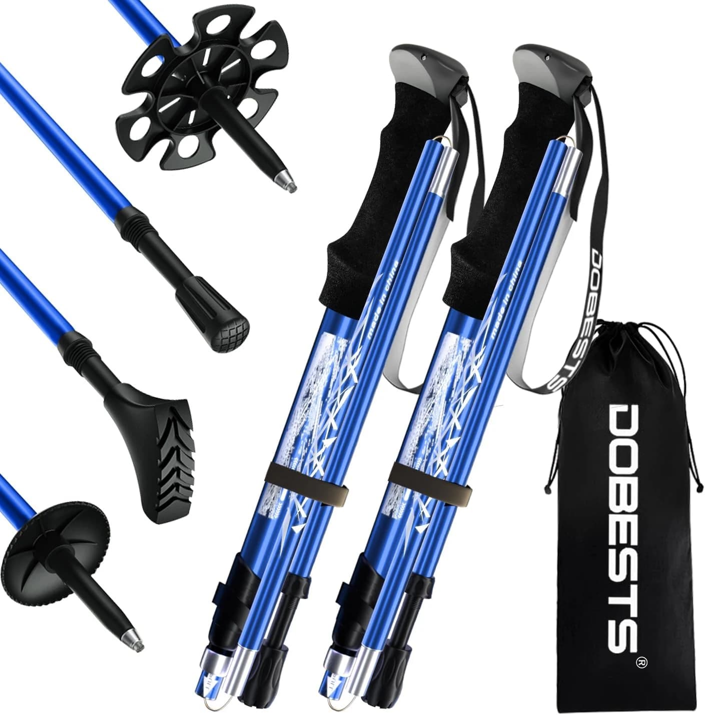DOBESTS Bastones de Senderismo, Bastones Trekking Plegables 110-130cm Bastones Marcha Nordica de Aluminio, Palos Senderismo Bastones Trail Running
