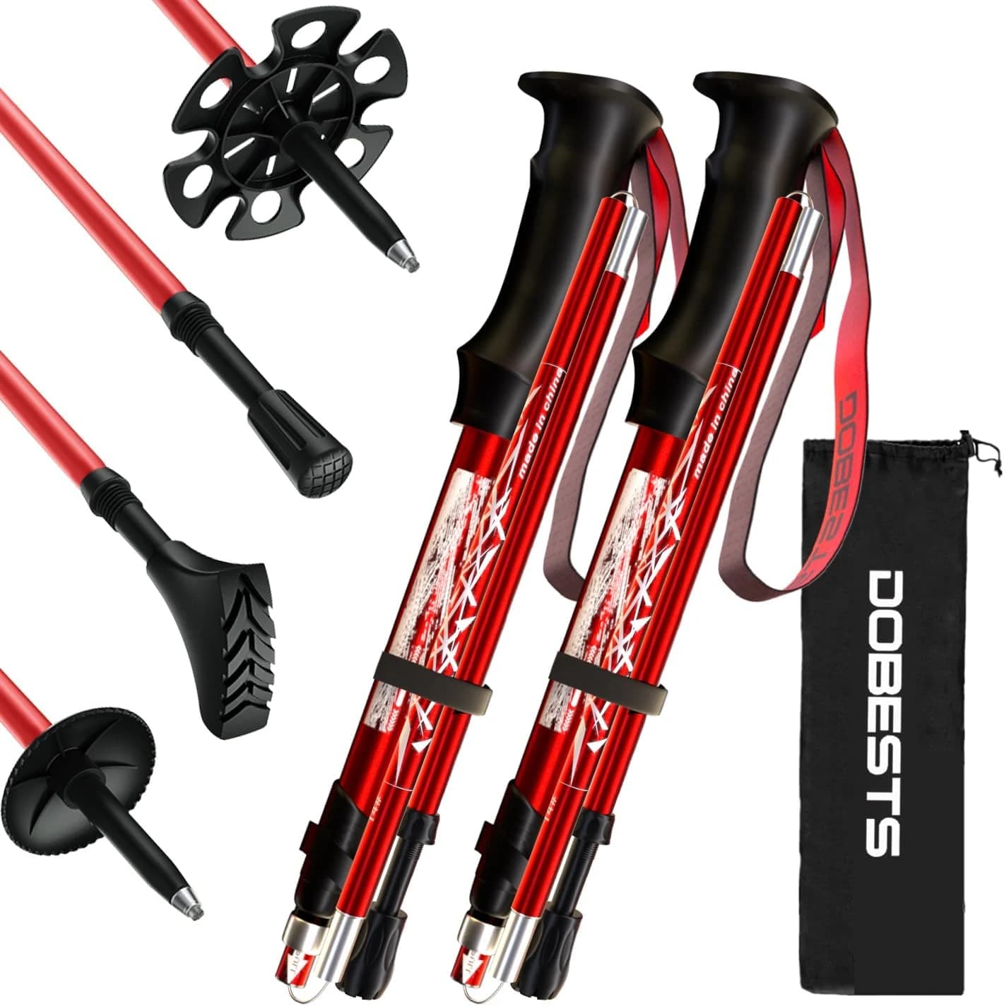 DOBESTS Bastones de Senderismo, Bastones Trekking Plegables 110-130cm Bastones Marcha Nordica de Aluminio, Palos Senderismo Bastones Trail Running