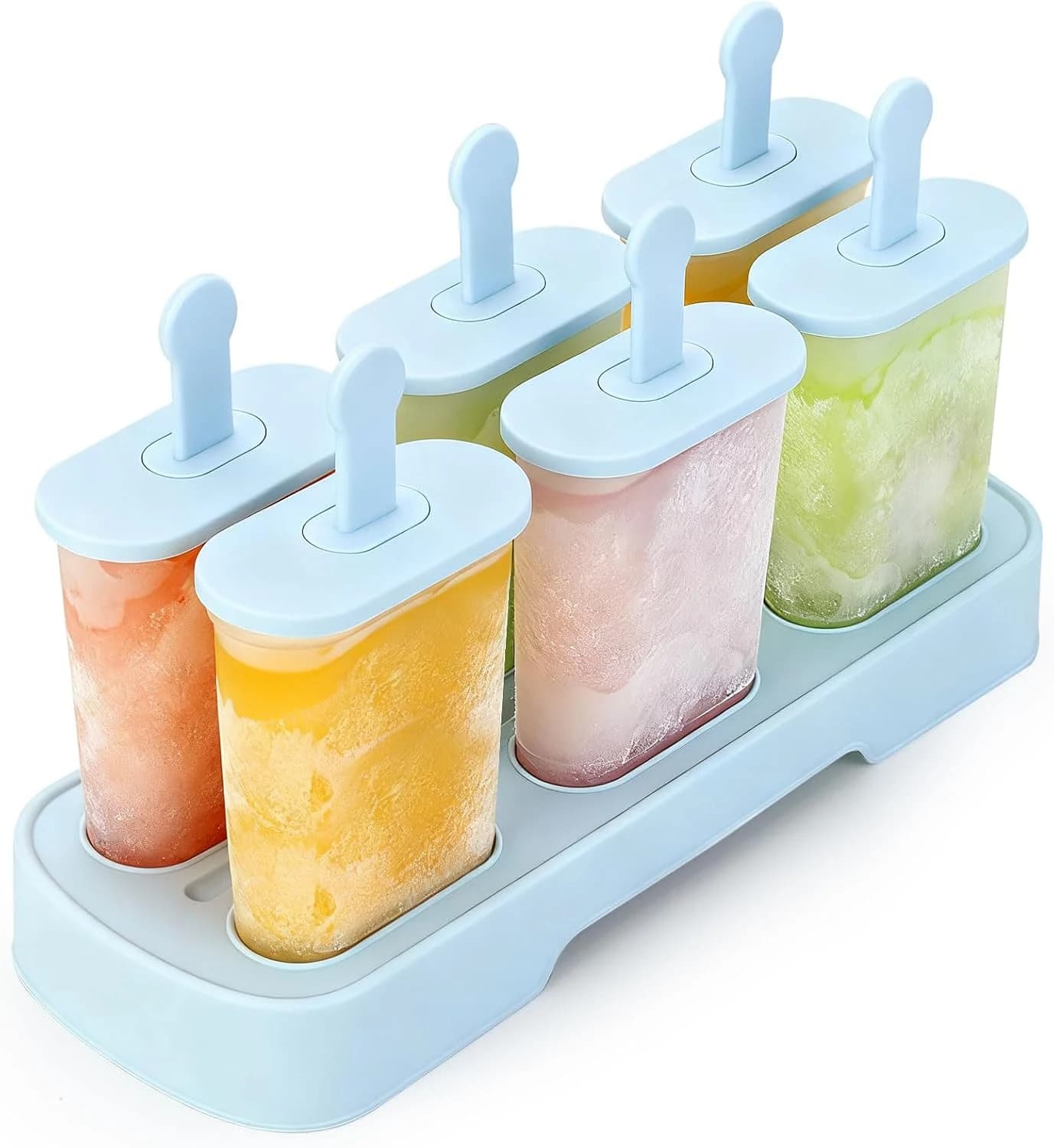 Moldes Helados Sin BPA, 6 Cavidades Molde Helados Silicona con Palo