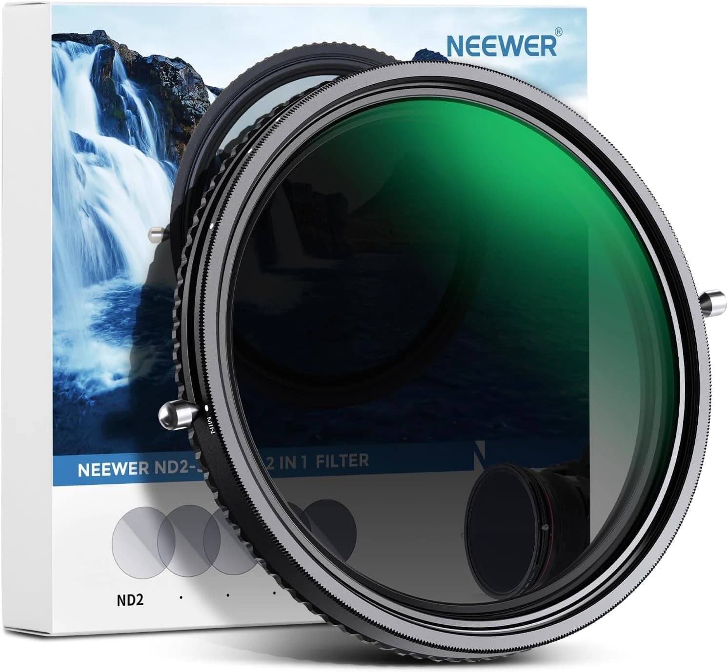 NEEWER 2 en 1 ND Variable 58mm ND2-ND32 y Polarizador (CPL), Sin X Spot, Vidrio Óptico HD, Recubierto de Múltiples Capas, Ultradelgado Resistente a Arañazos