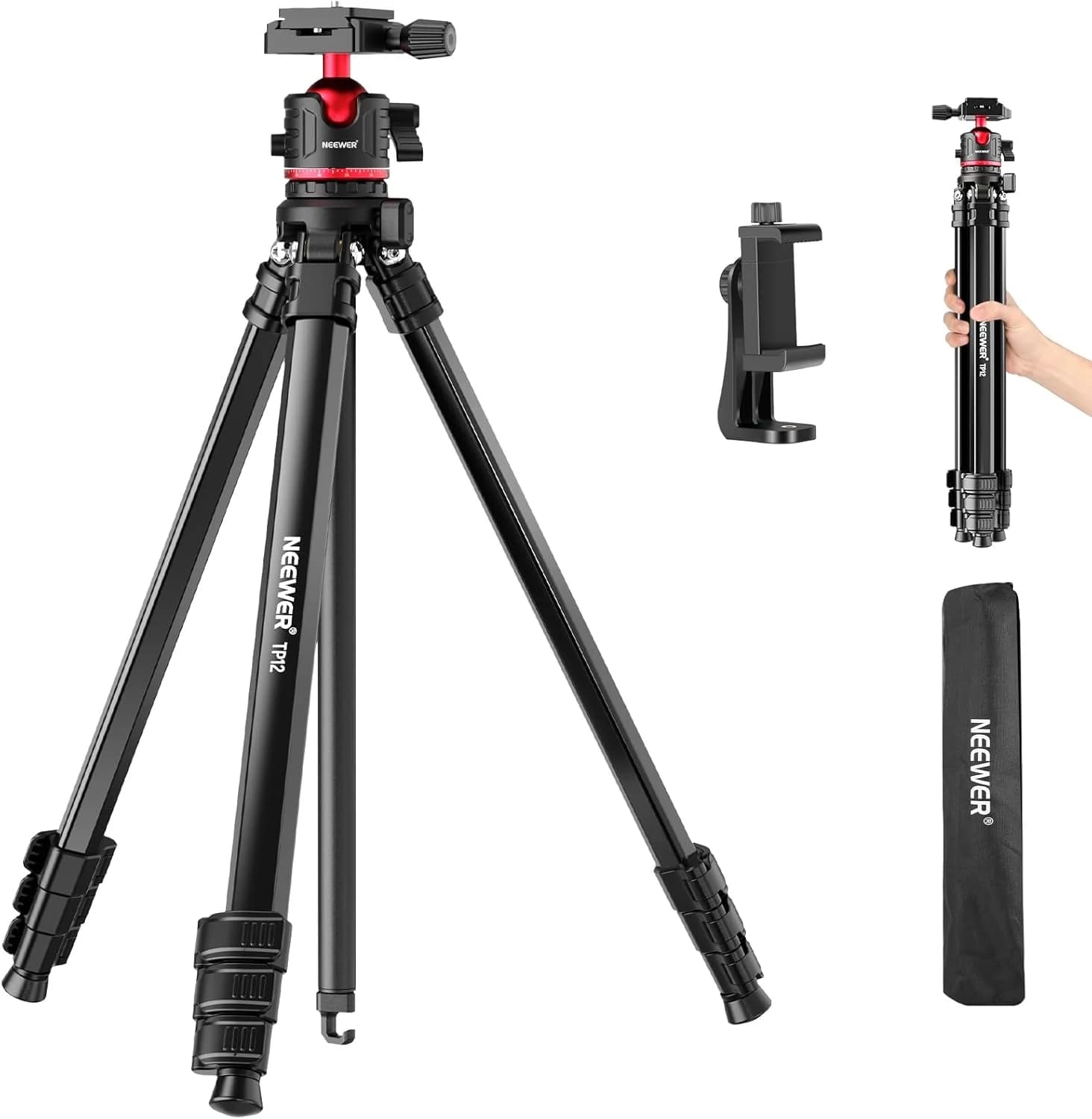 NEEWER Basics 66,5"/169 cm Trípode Viaje para Cámara, Ligero, TP12