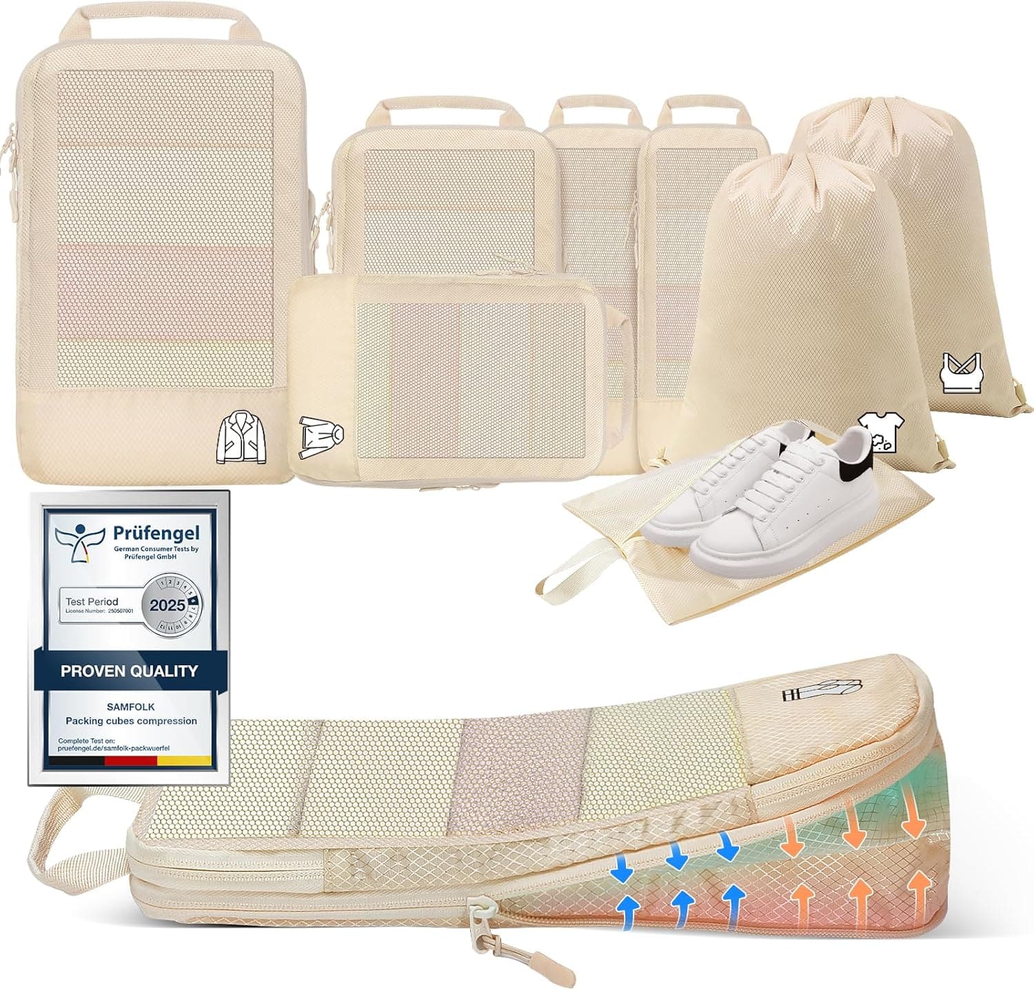 Samfolk Compression Packing Cubes — Set de 8 Piezas