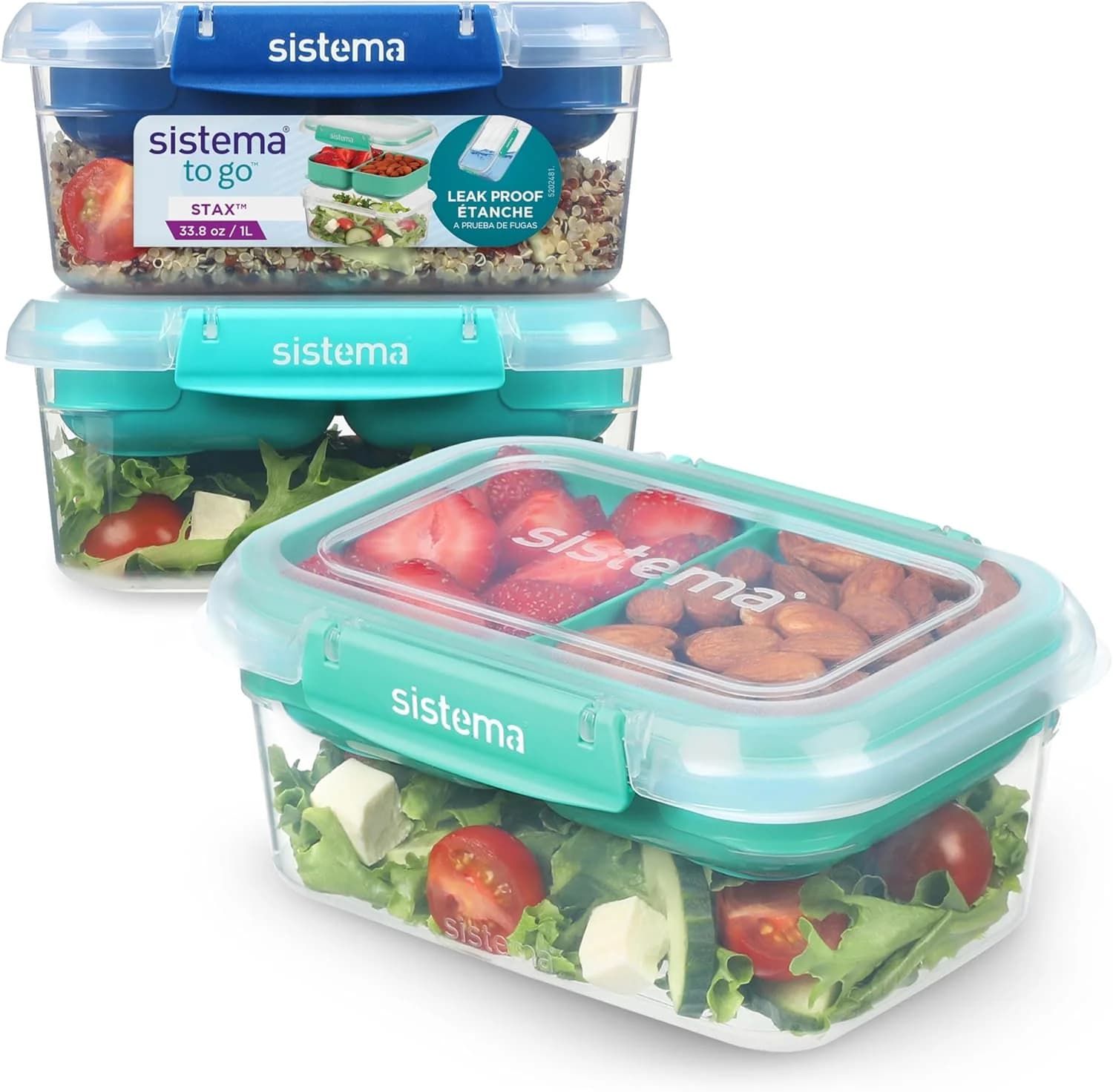 Sistema To Go Pack de 3 Contenedores — Apilables y Aptos Microondas