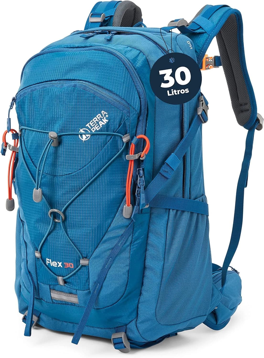 Terra Peak® Mochila de Senderismo 30L para hombre y mujer (FLEX 30 MEDIO) - Mochila de montaña, trekking y viaje para exteriores, ergonómica e impermeable, con ventilación trasera (transpirable)