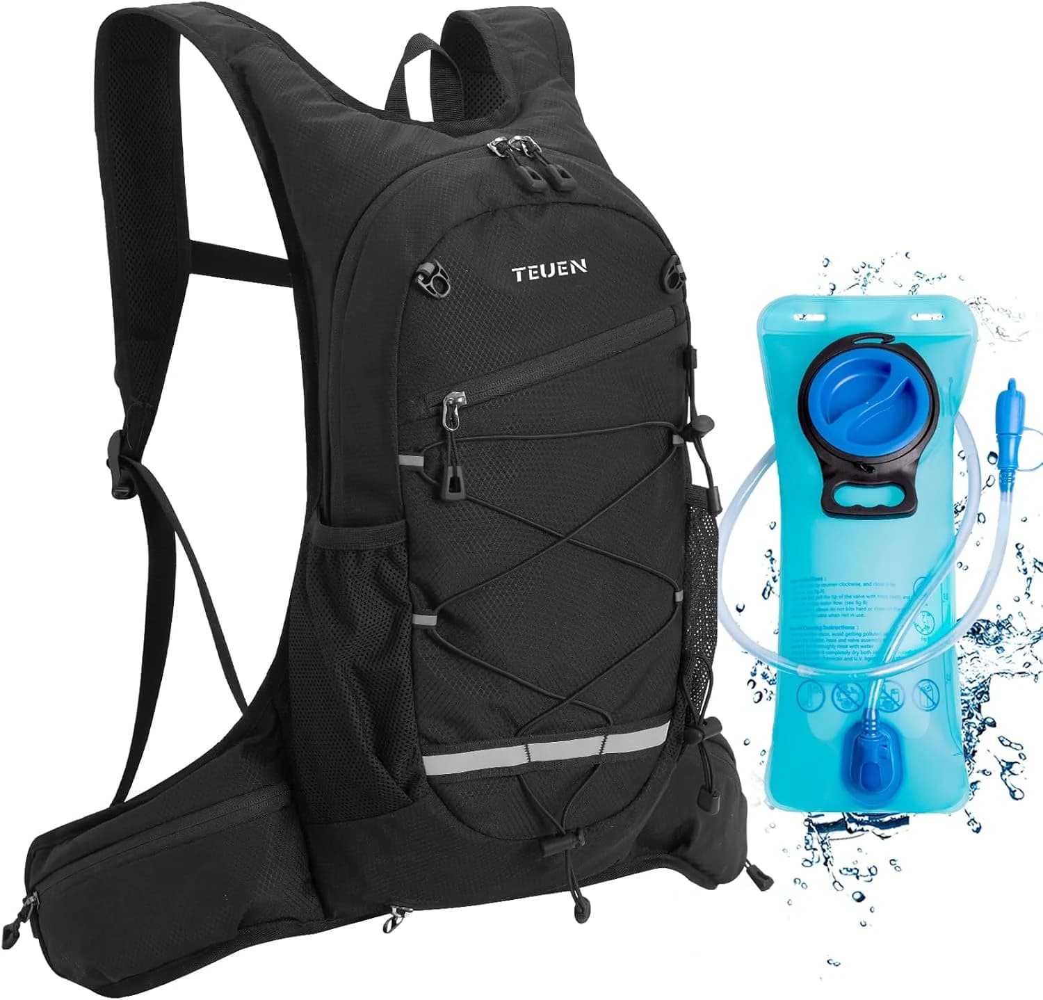 TEUEN Mochila de Hidratación con 2 litros Bolsa de Agua, Mochila Agua Mujer Hombre 6 litros Mochilas Trail Running Ligera para Correr Senderismo o Ciclismo Unisex Adulto