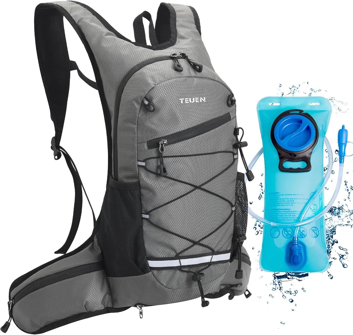 TEUEN Mochila de Hidratación con 2 litros Bolsa de Agua, Mochila Agua Mujer Hombre 6 litros Mochilas Trail Running Ligera para Correr Senderismo o Ciclismo Unisex Adulto