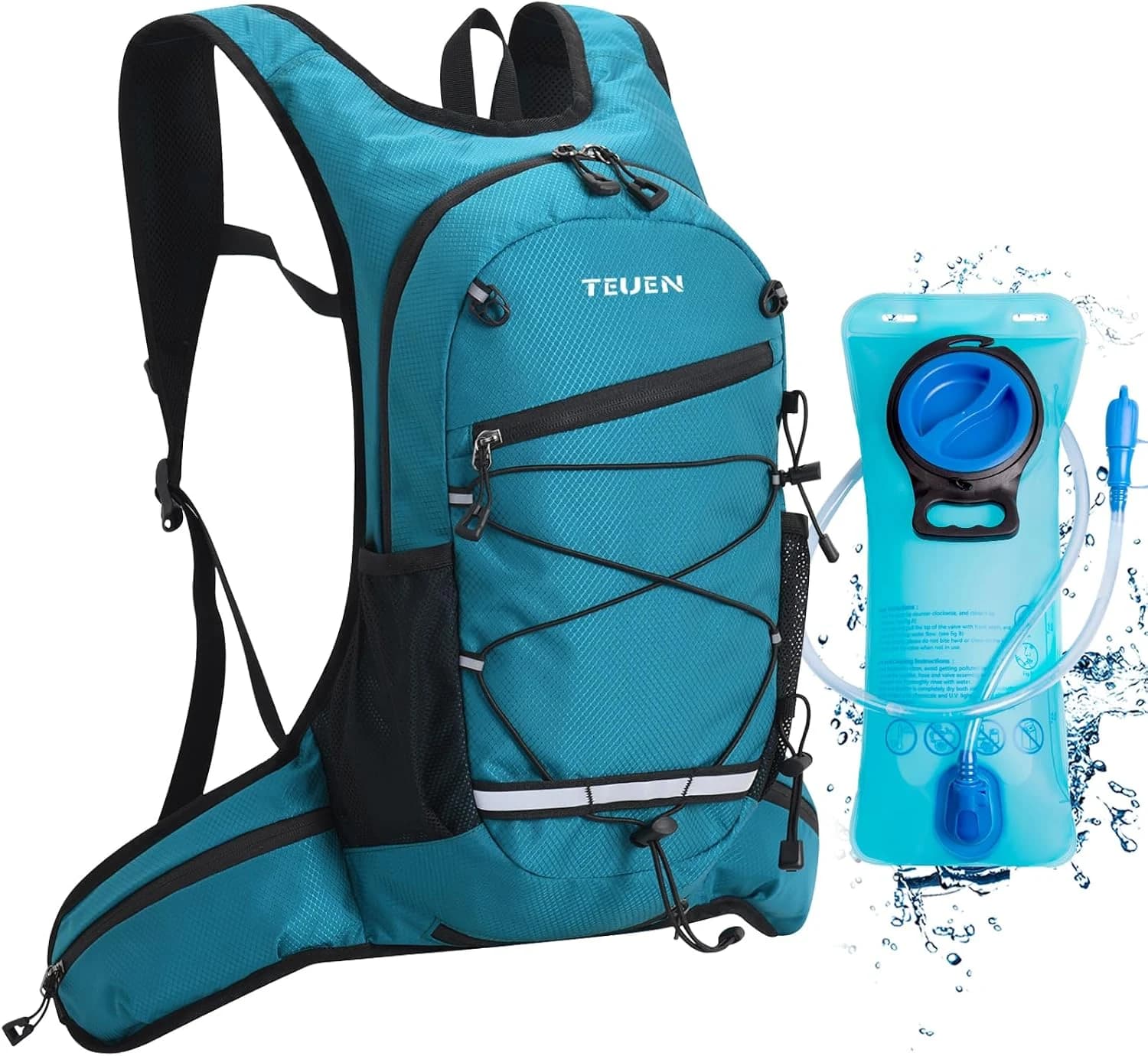 TEUEN Mochila de Hidratación con 2 litros Bolsa de Agua, Mochila Agua Mujer Hombre 6 litros Mochilas Trail Running Ligera para Correr Senderismo o Ciclismo Unisex Adulto