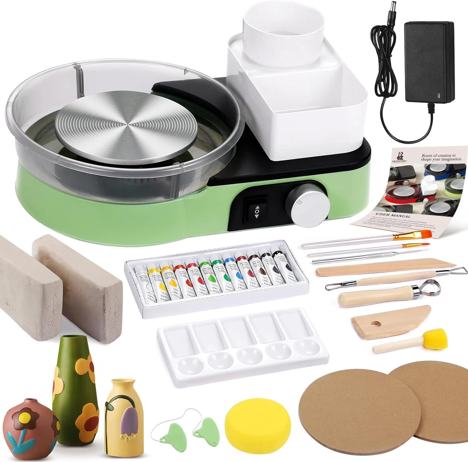 Torno Ceramica Eléctrico Verde Claro – Kit Ceramica Regalo
