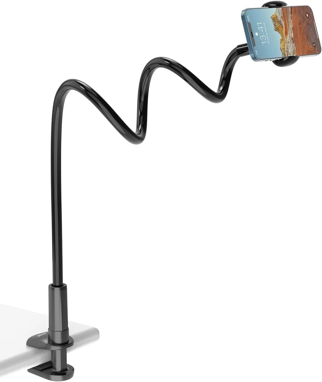TRYONE Soporte Movil Mesa: Sujeta Móvil Teléfono [Brazo Largo de 90 cm] Pinza Movil Flexible para Serie iPhone 16 15 14 13 12 11 Pro Max, Plus, Mini XS XR X, Samsung, Huawei, Google, Otras Smartphones
