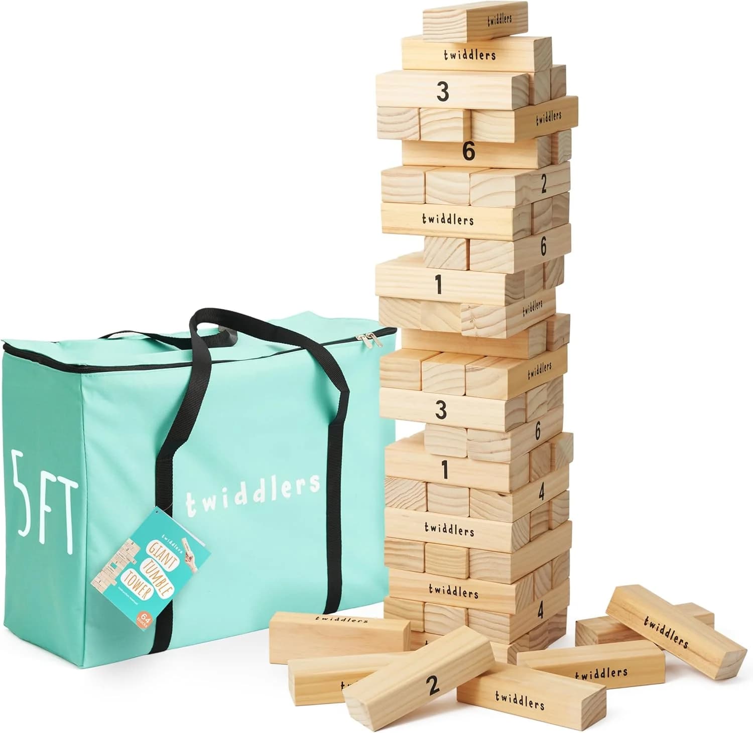 THE TWIDDLERS Torre de Madera Gigante — 64 Piezas, 1,5m