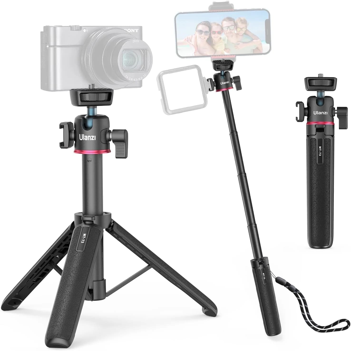 ULANZI MT-73 Mini Trípode de Cámara 54cm/21.6in - Pequeño Con 1/4'' Tornillo - Compatible Con Cámara Compacta - Ideal Para Viaje y Bolsillo