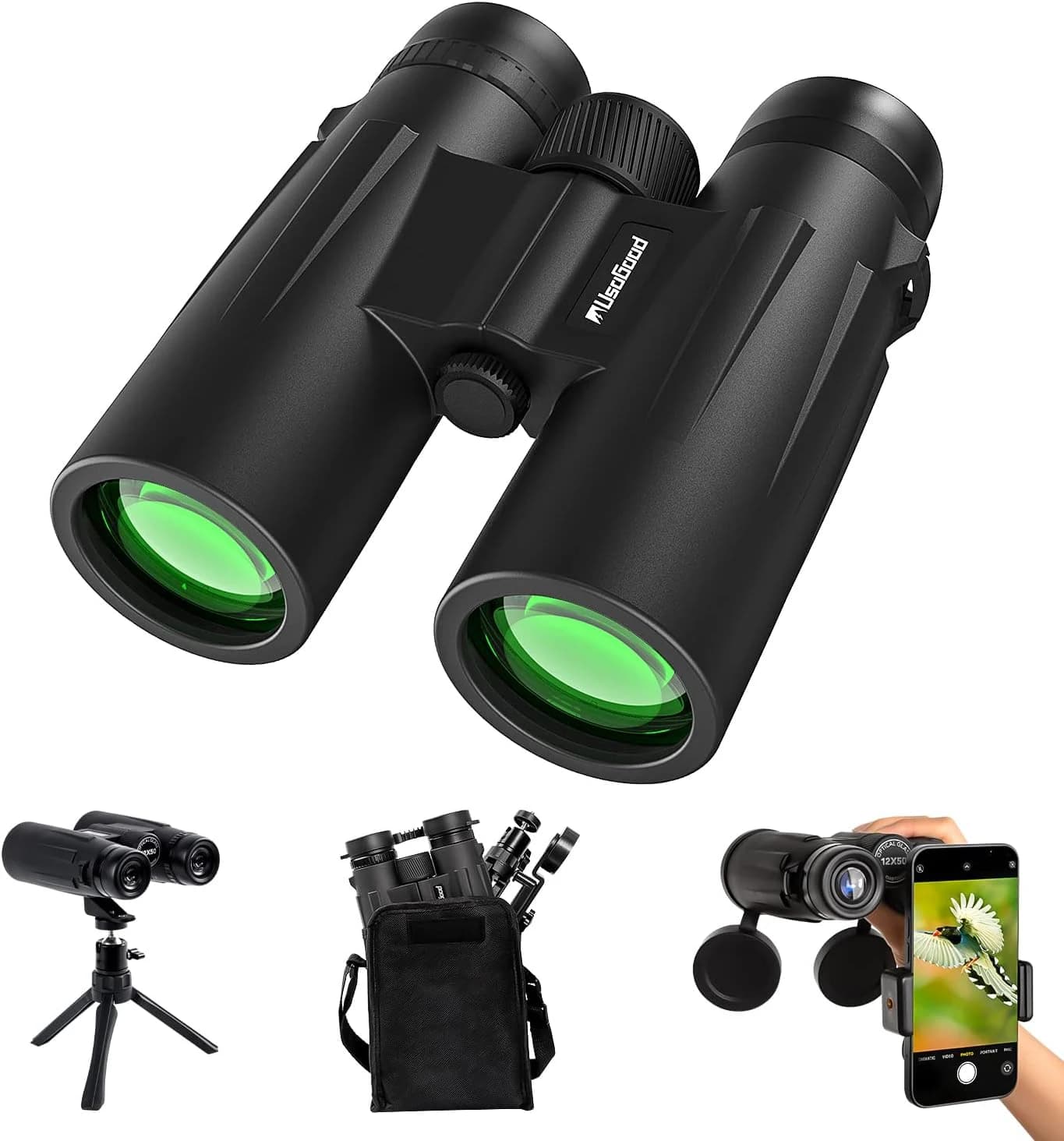 Usogood Professional 12 x 50 Prismáticos para Adultos - Prismas BaK4