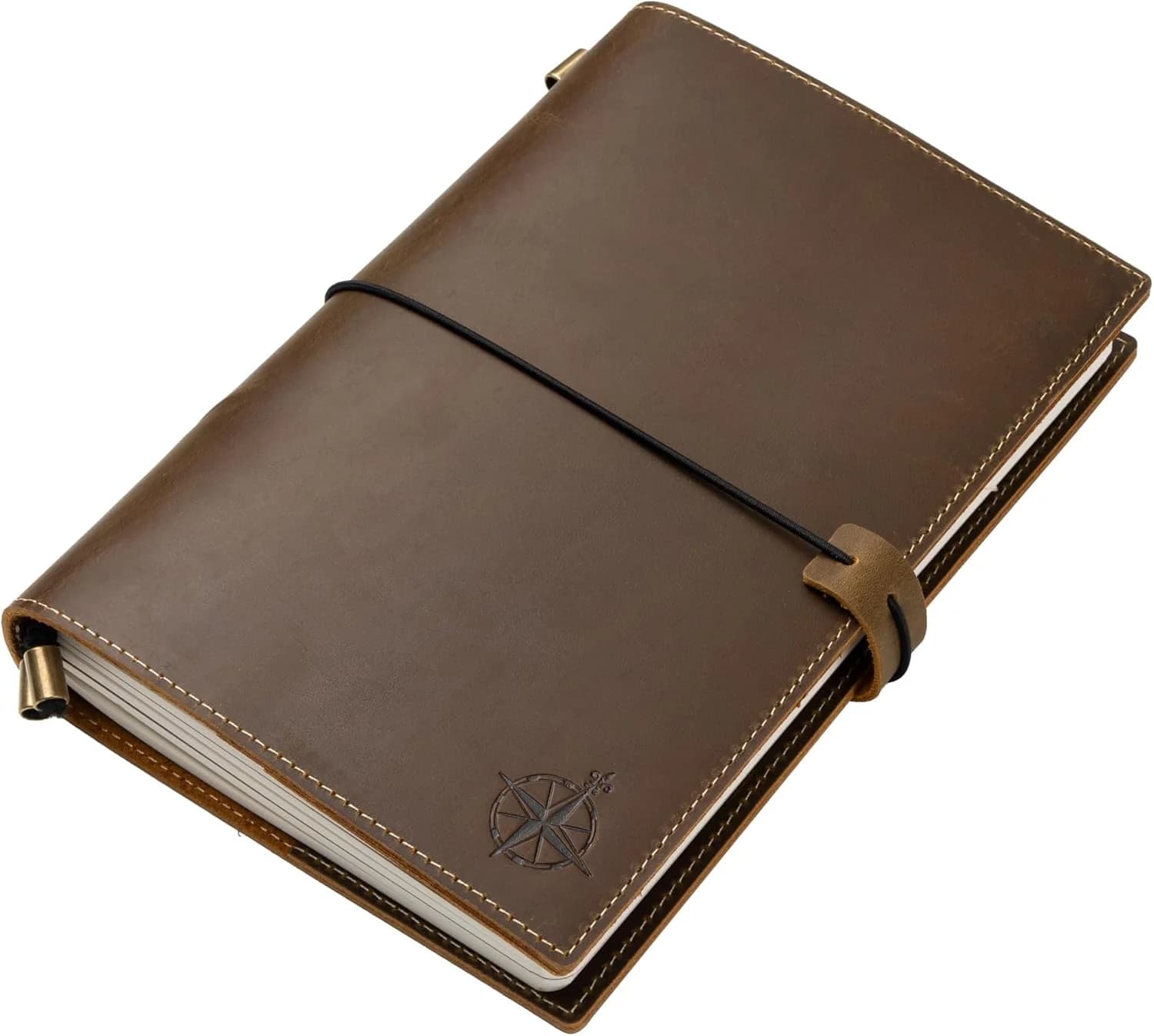 WANDERINGS Cuaderno de Viaje A5 de Cuero — Recargable con Bolsillos