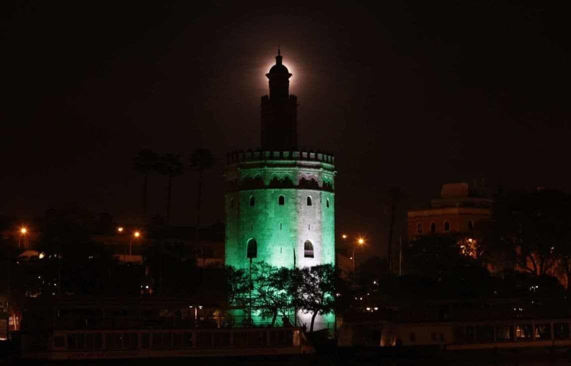 Torre del Oro reflejada en el río