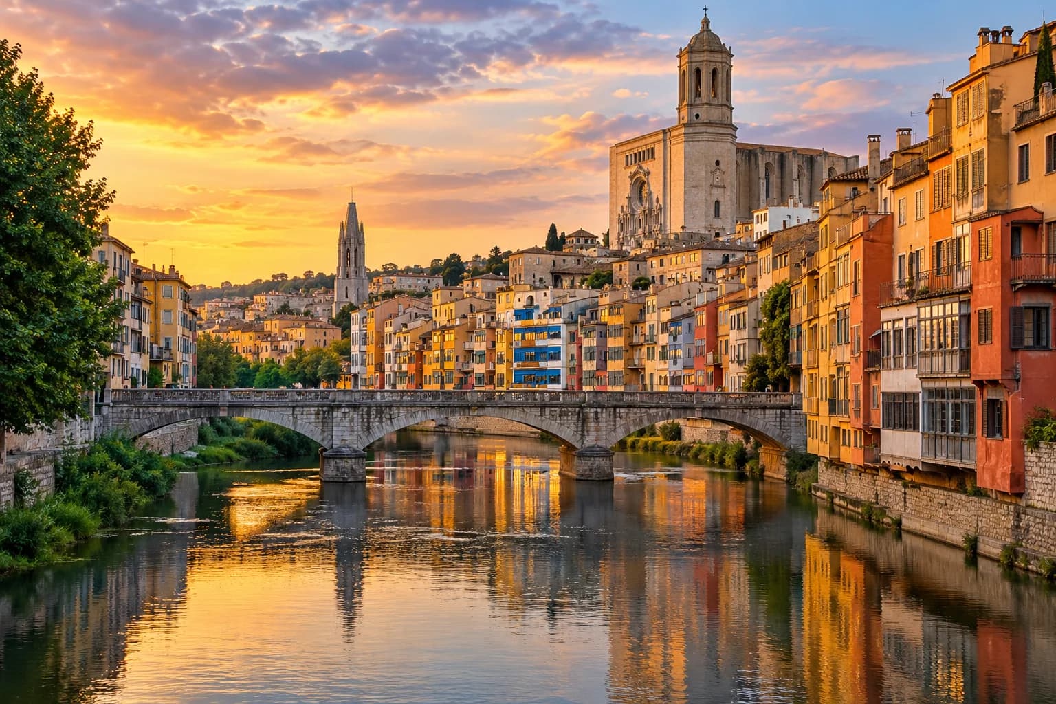 Casas de colores junto al río Onyar en Girona