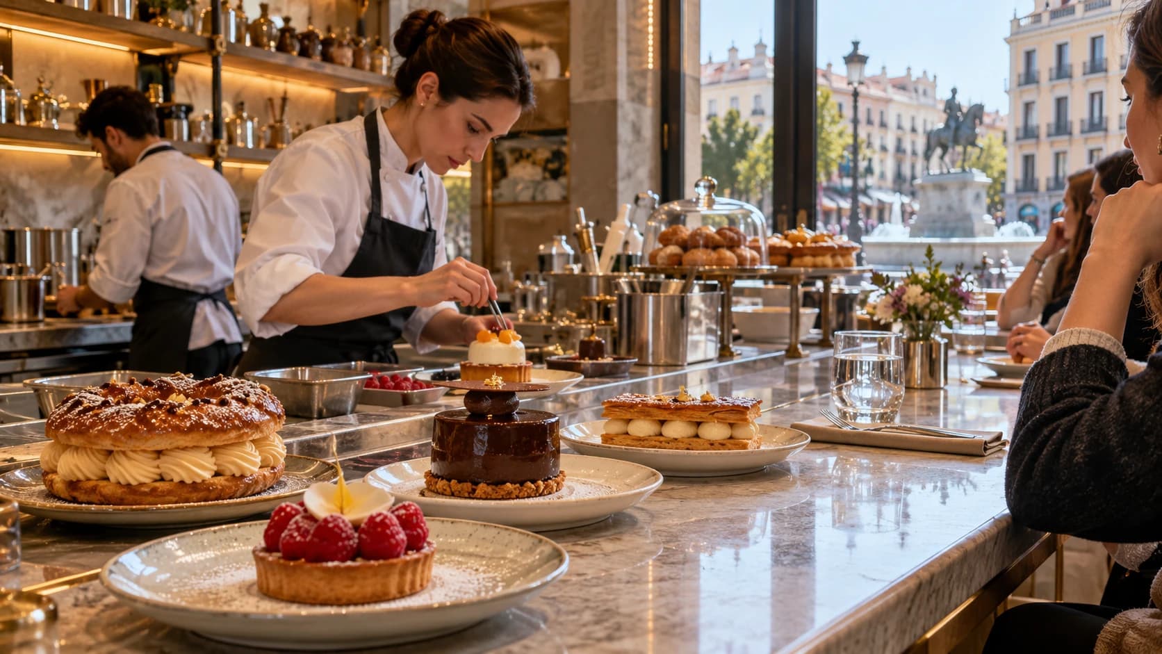 Cinco barras de postres al momento de Madrid para comer frente al pastelero