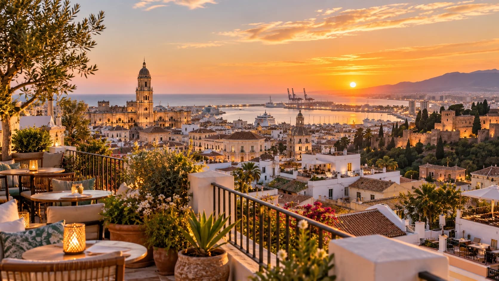 Cinco azoteas de Málaga para disfrutar de vistas panorámicas al atardecer