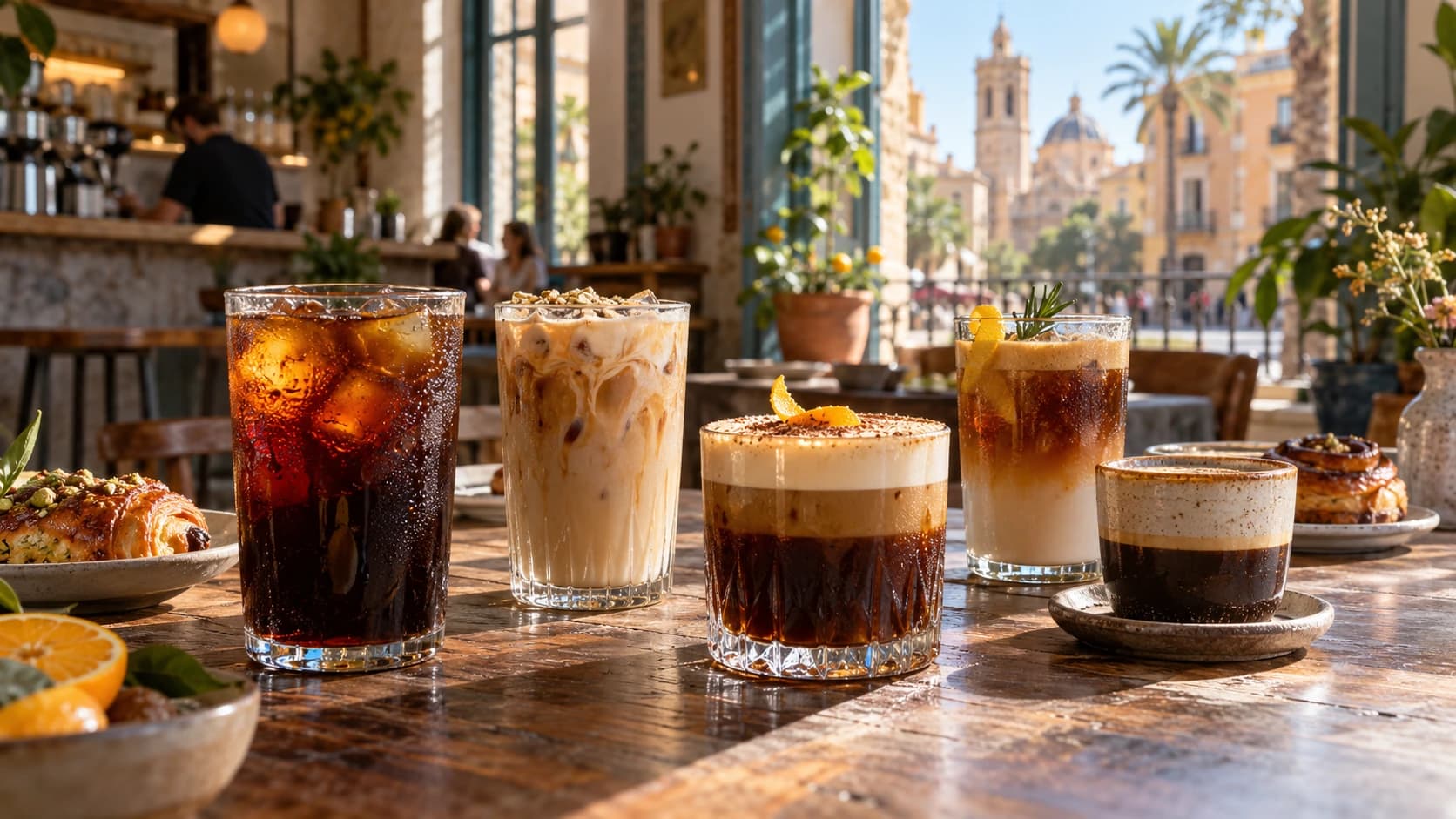 Cinco barras de cold brew y café sin leche convencional en Valencia