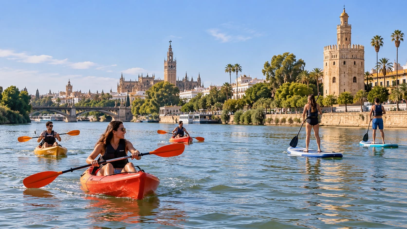 Cinco clubes y escuelas de kayak y paddle surf para navegar por el Guadalquivir