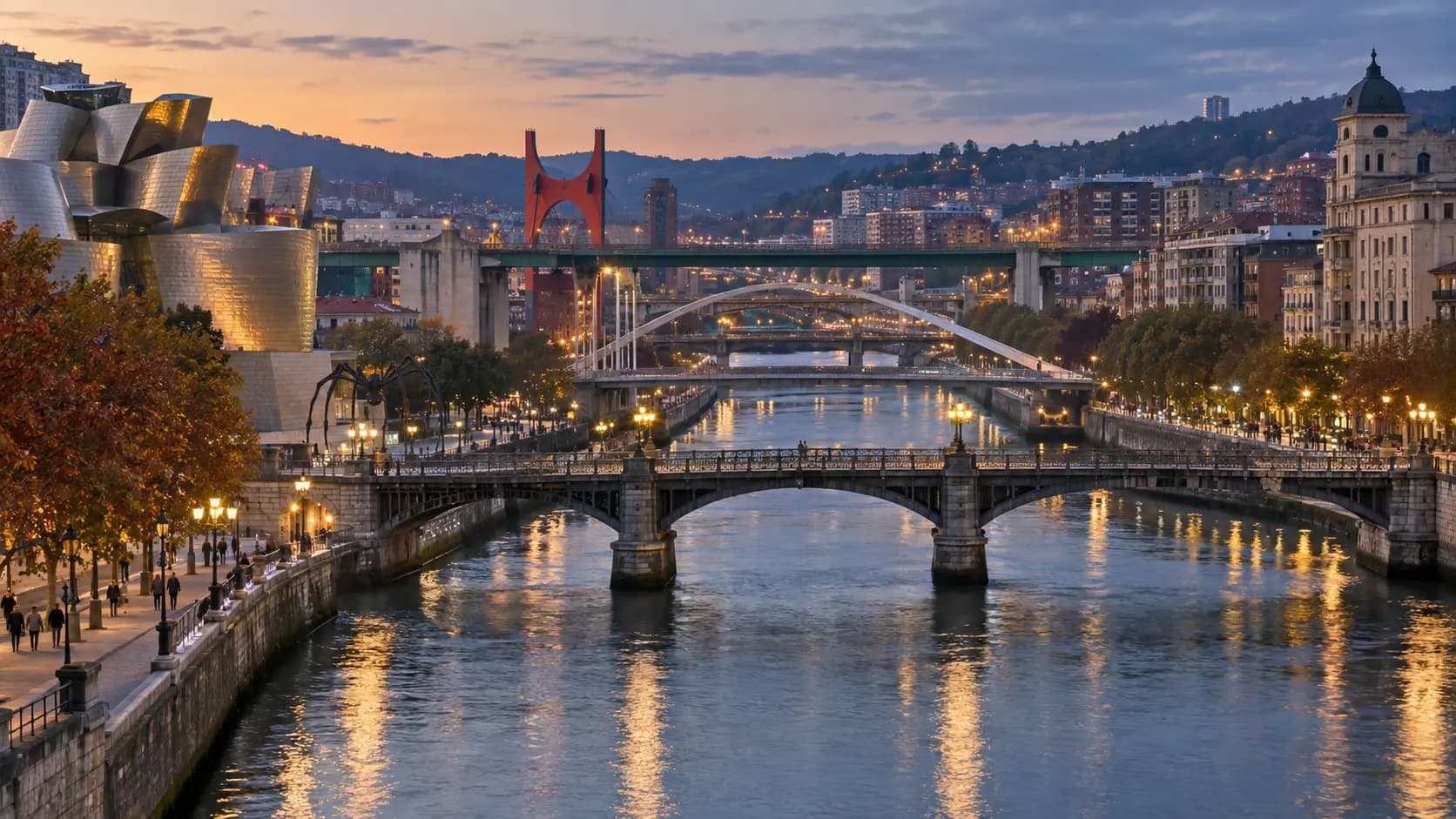 Cinco puentes de Bilbao para disfrutar de la ría al caer la tarde