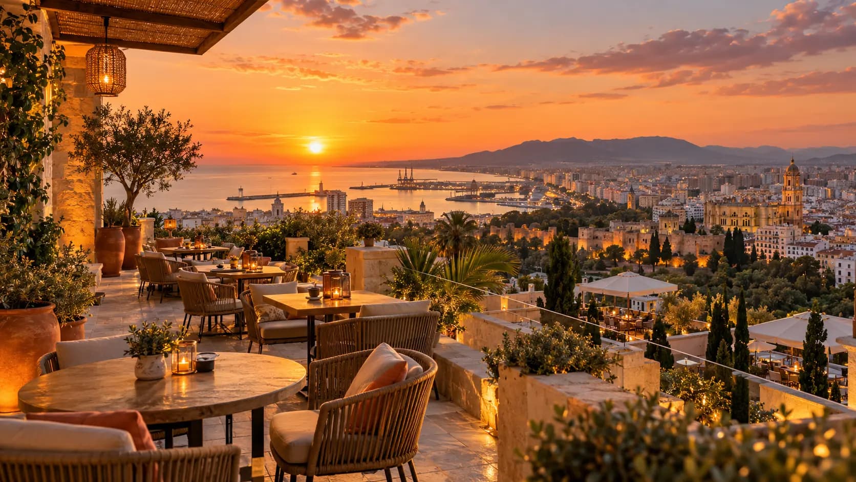 Cinco terrazas panorámicas de Málaga para disfrutar de atardeceres con vistas inolvidables