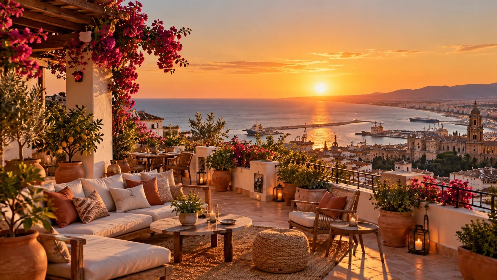 Cinco terrazas de Málaga para disfrutar del atardecer con vistas al Mediterráneo