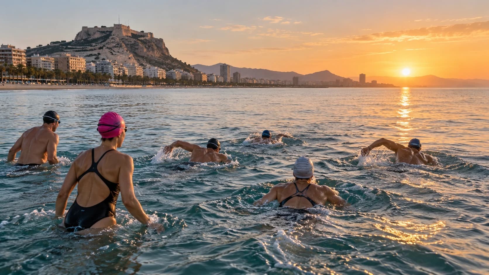 Cinco grupos de natación en aguas abiertas de Alicante para entrenar al amanecer