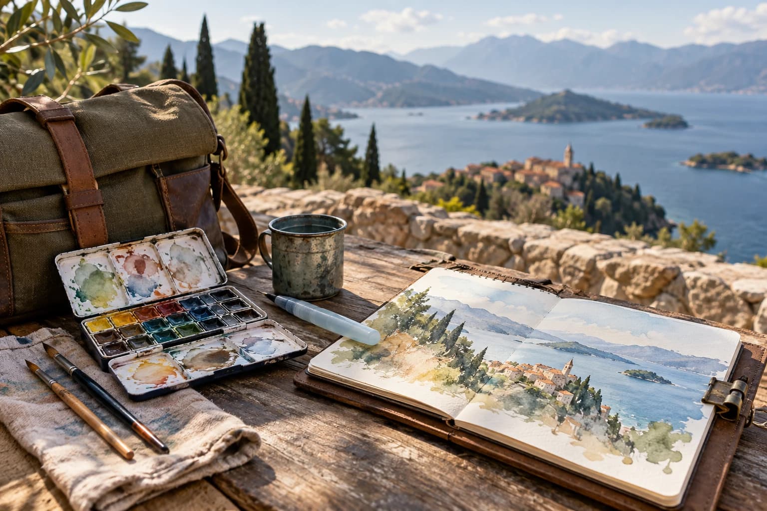 5 materiales para pintar al aire libre durante un viaje