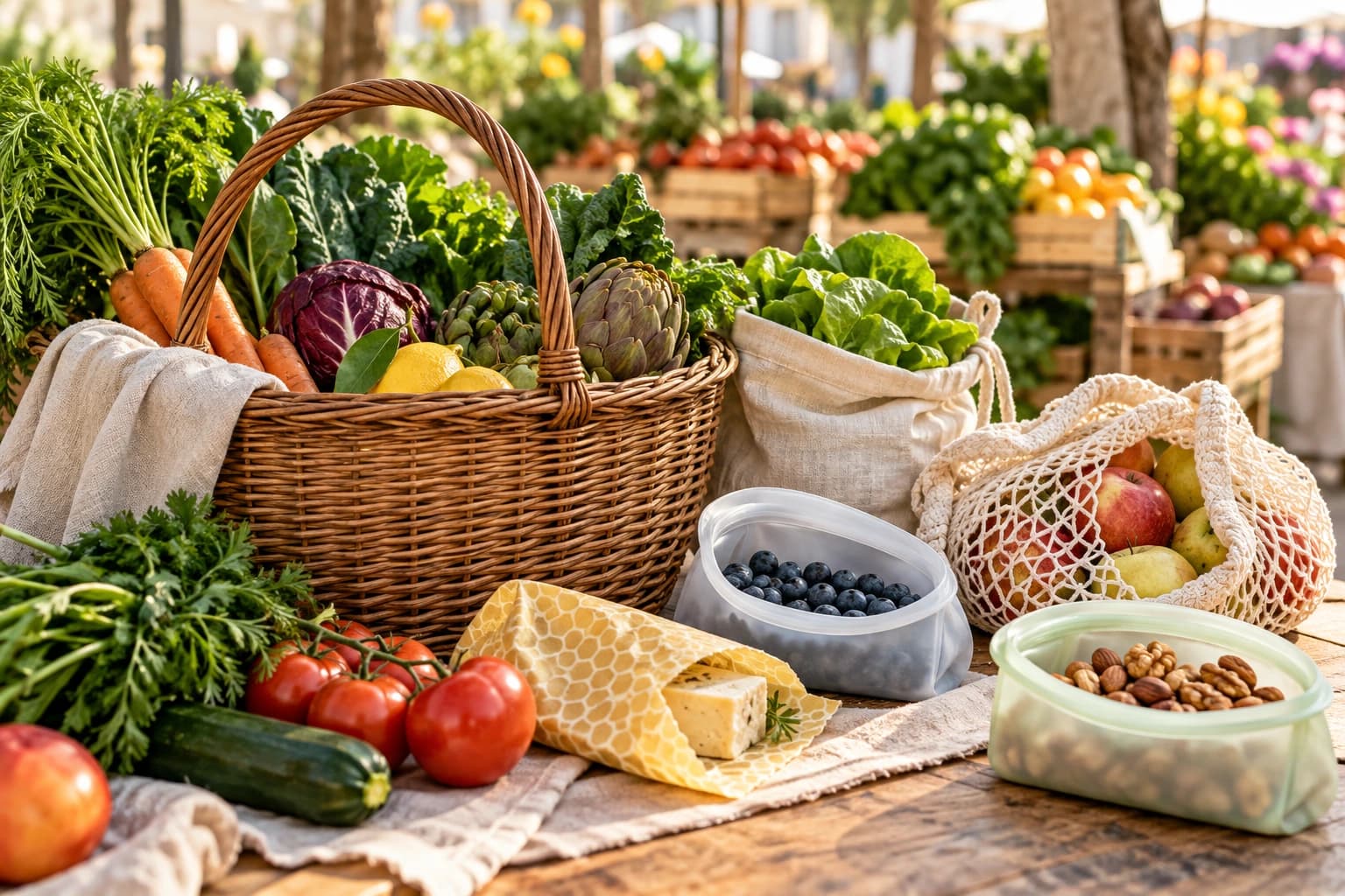 5 productos para hacer una compra de mercado sin envases de un solo uso