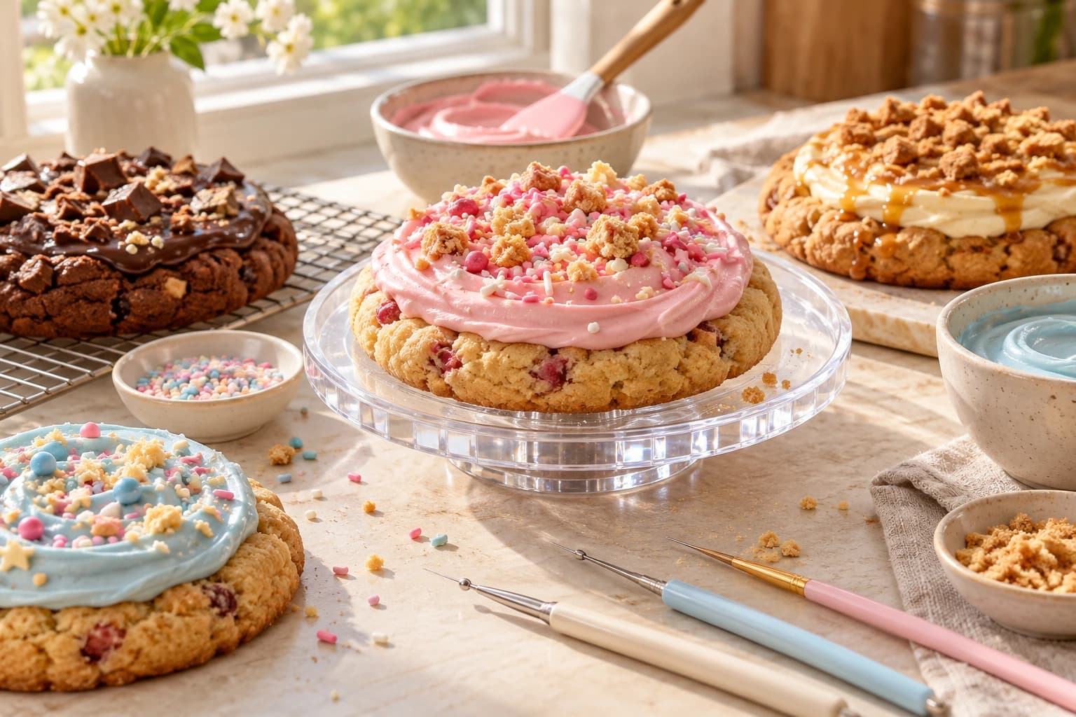 5 utensilios para preparar cookies estilo Crumbl gigantes y decoradas